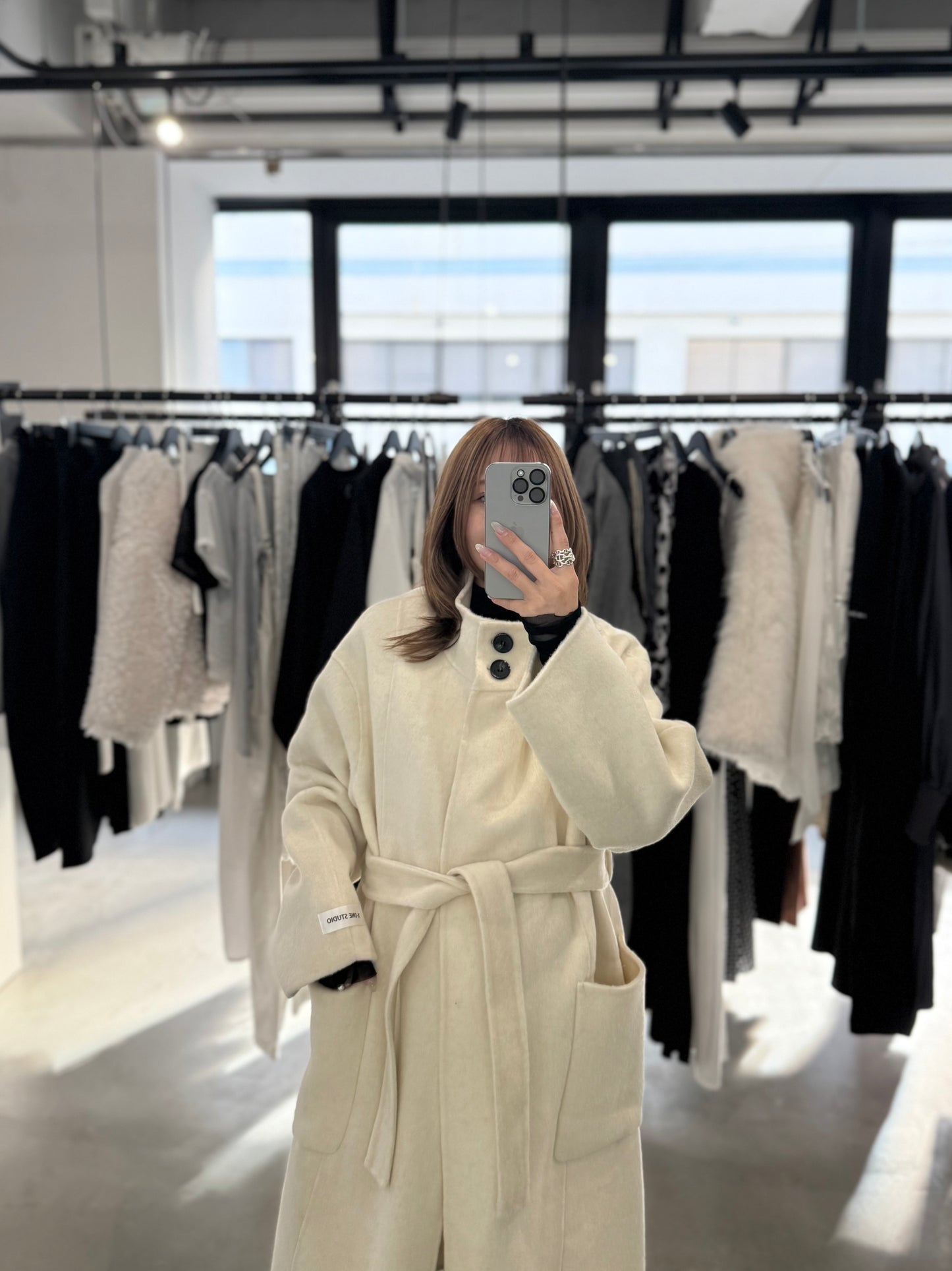 MELTON WOOL COAT "IVORY"