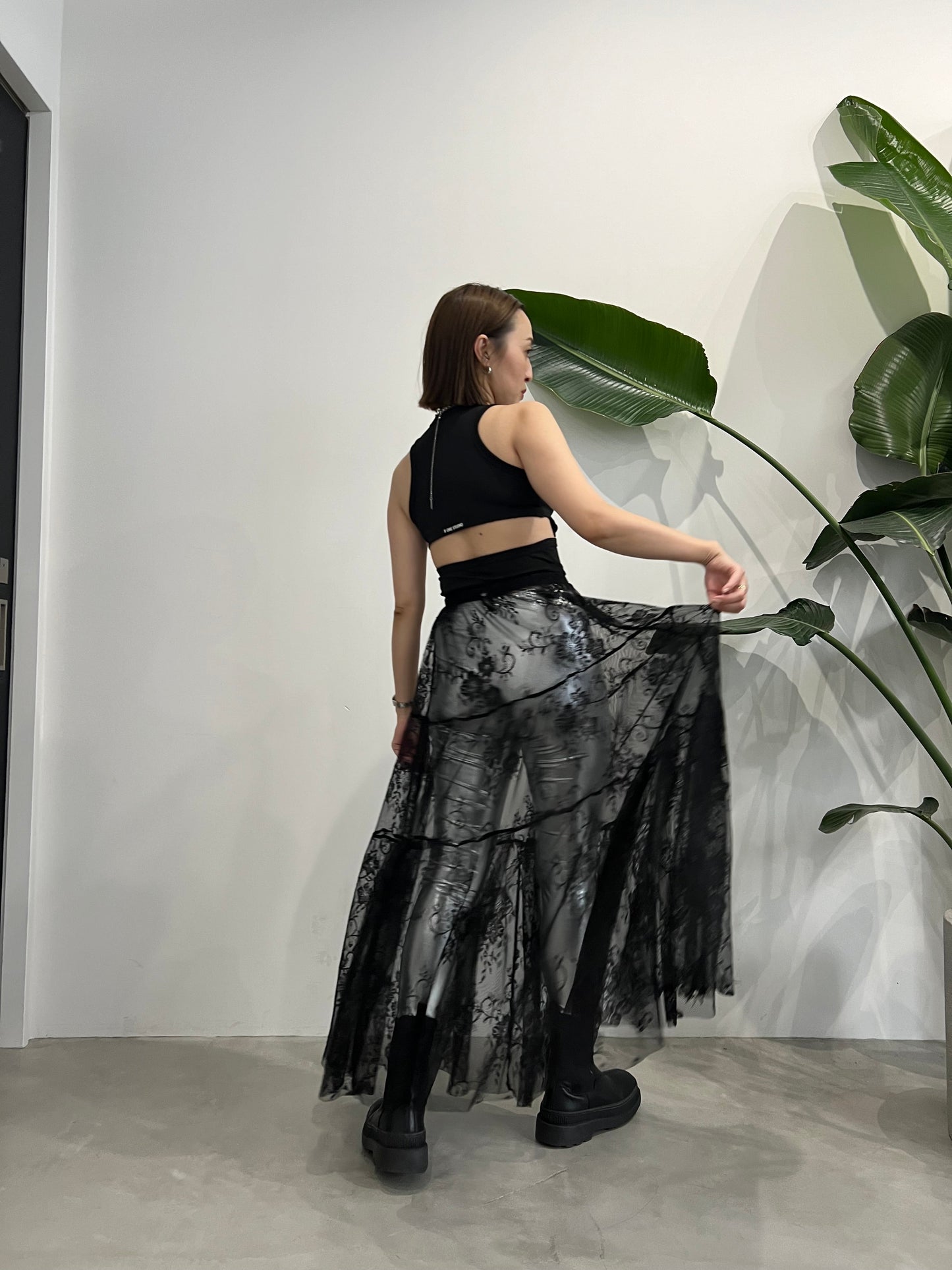 LAYERED LACE SKIRT "BLACK"