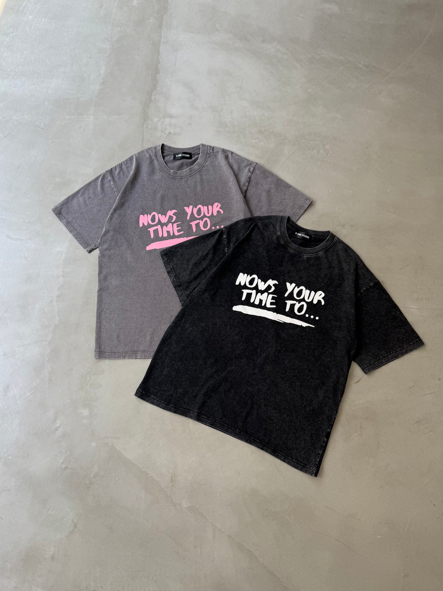 WASHED PRINT TEE "BLACK"