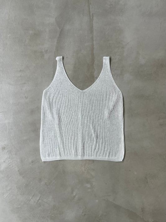 SHINY KNIT TANK "WHITE"