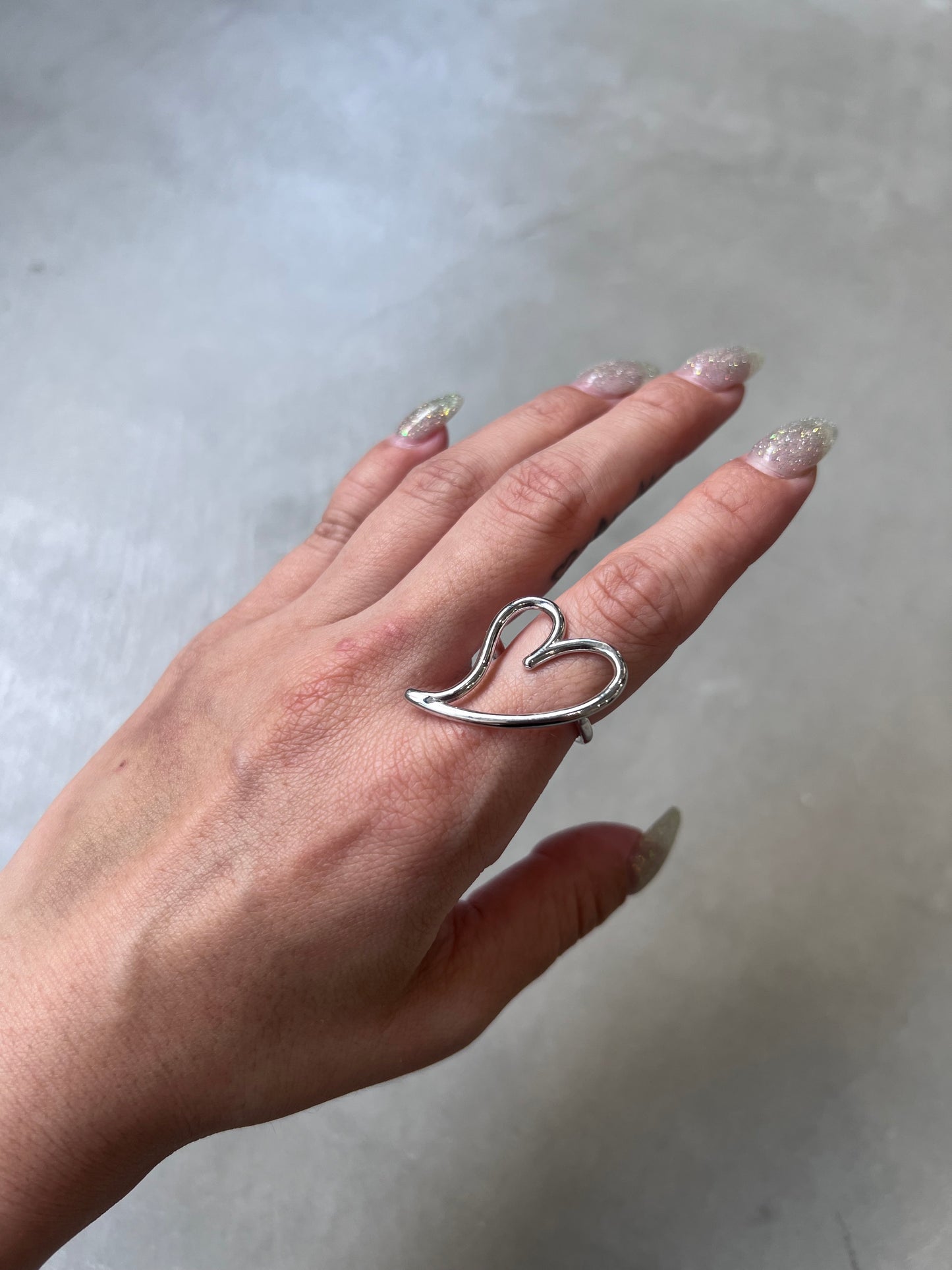 OPEN HEART RING "SILVER"