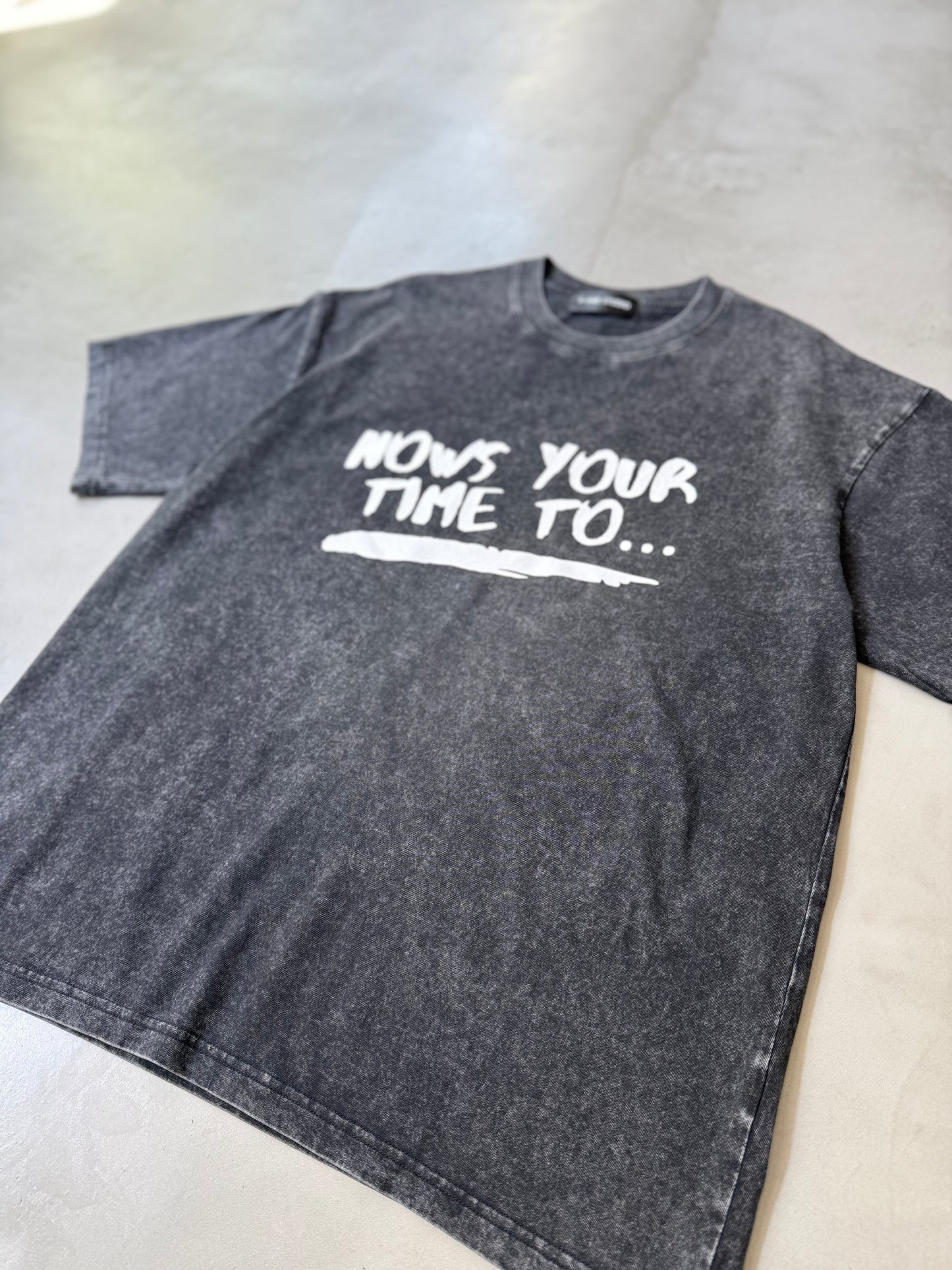 WASHED PRINT TEE "BLACK"