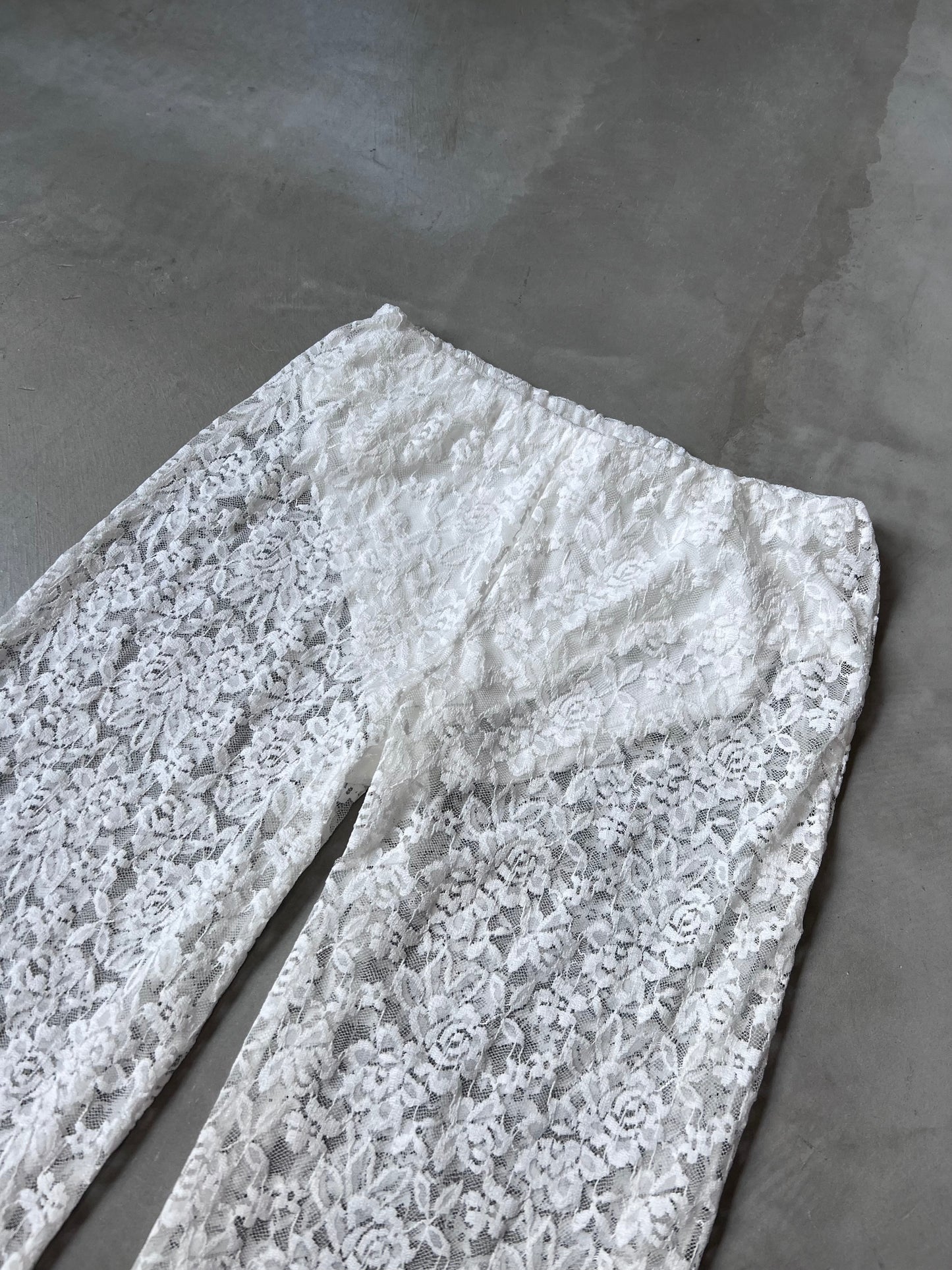 SHEER LACE PANTS "WHITE"