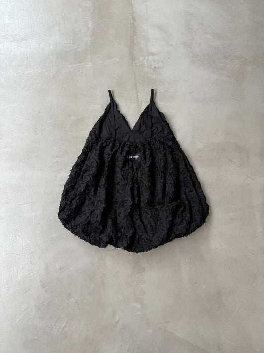 WAFFLE FLOWER TUNIC "BLACK"