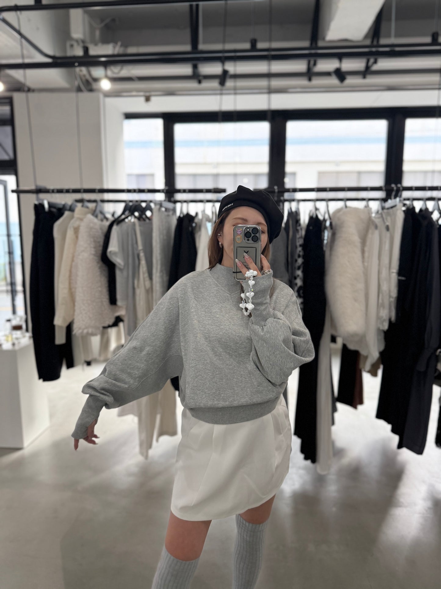 BALLOON SLEEVE SWEAT "GRAY"