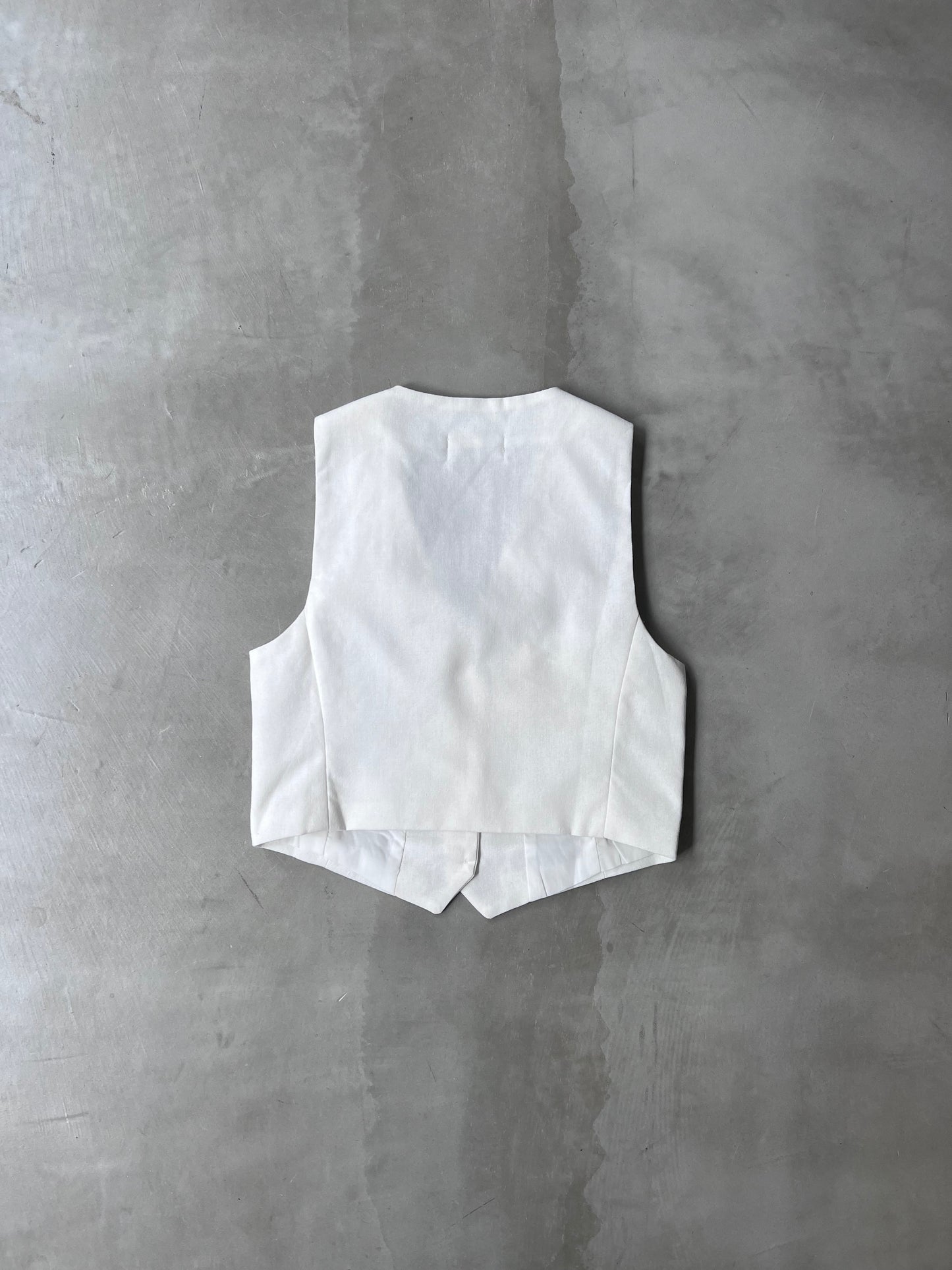 LINEN BLEND VEST "WHITE"