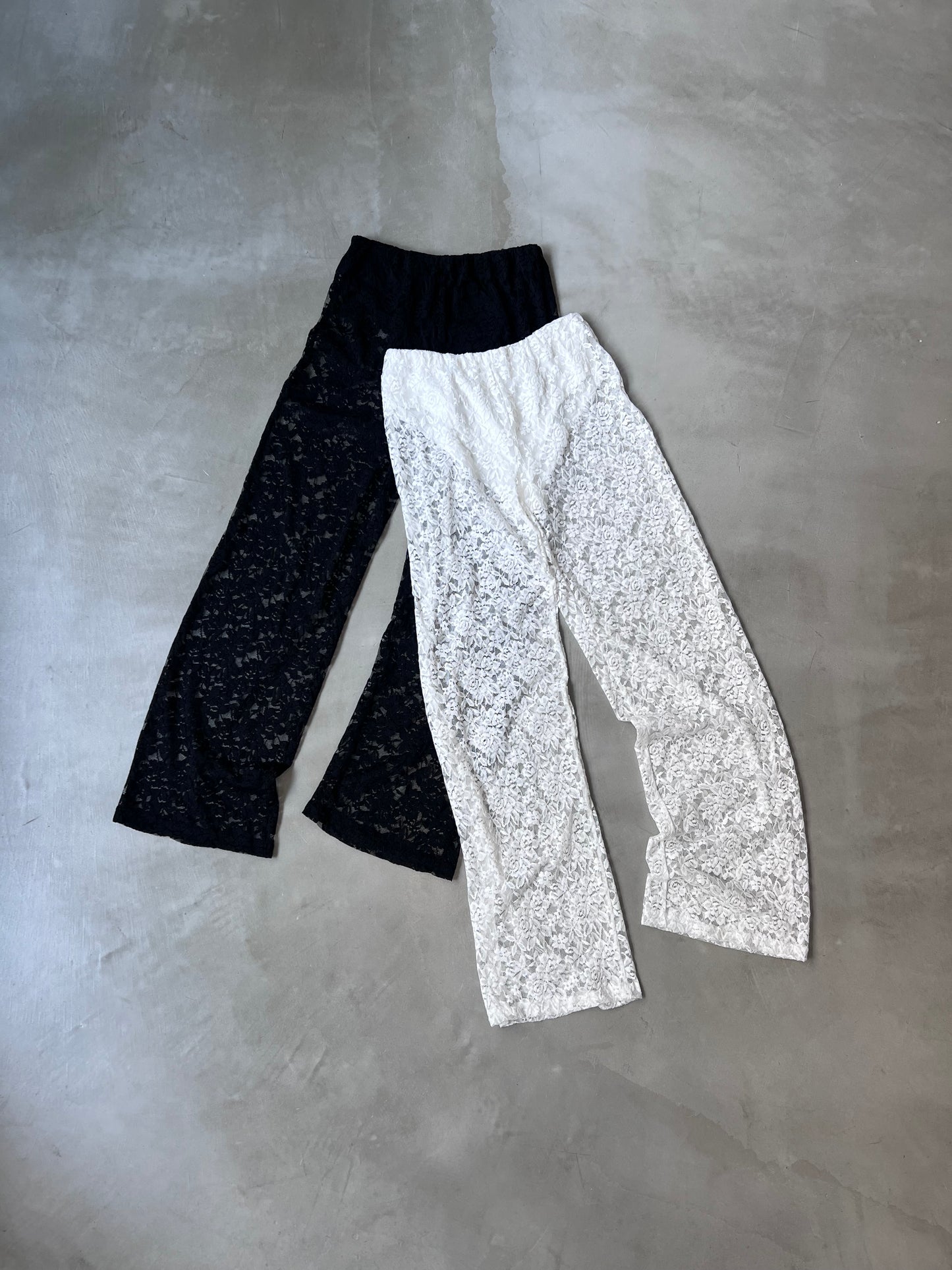 SHEER LACE PANTS "WHITE"