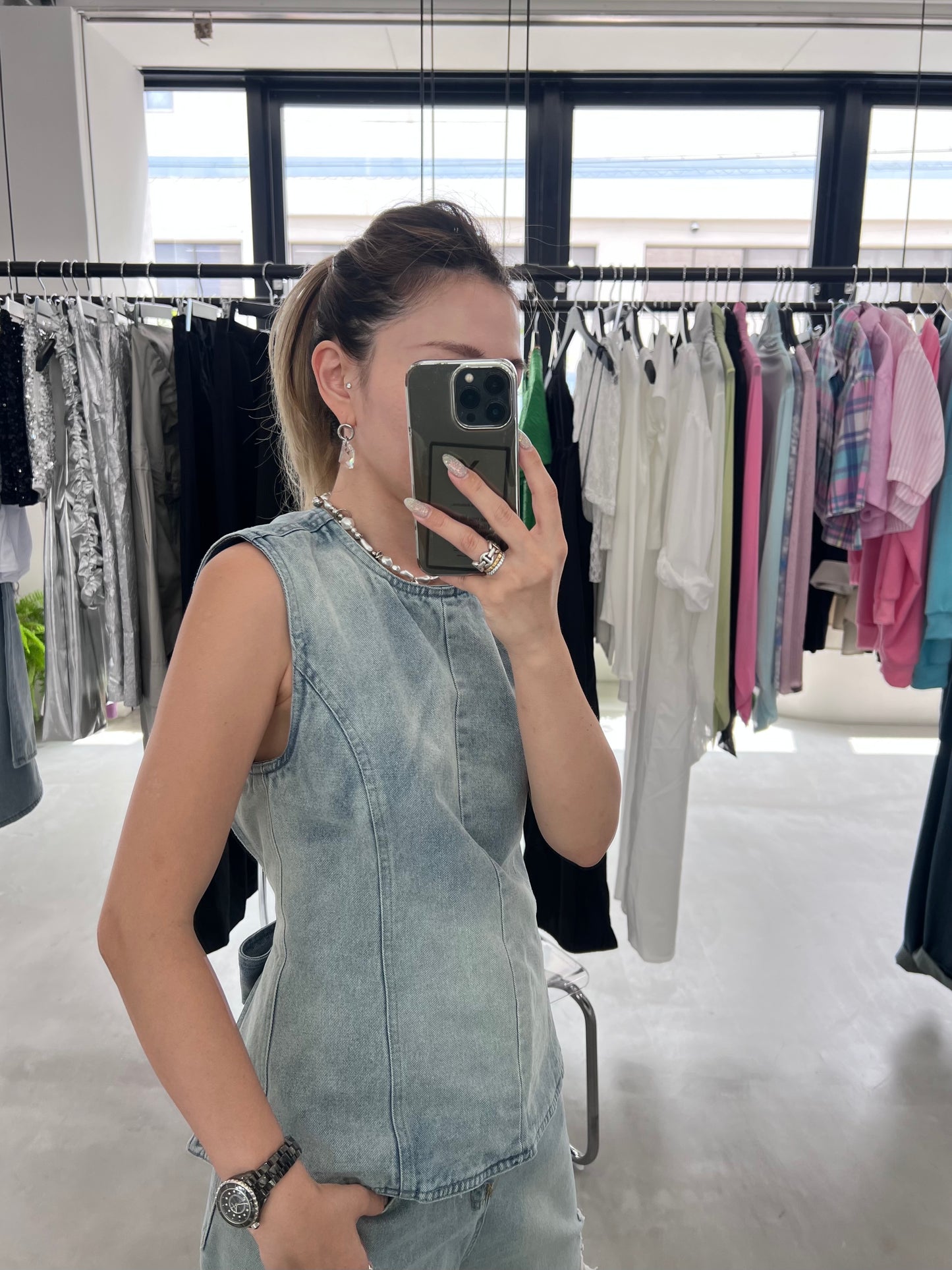 NUDE DENIM TOP