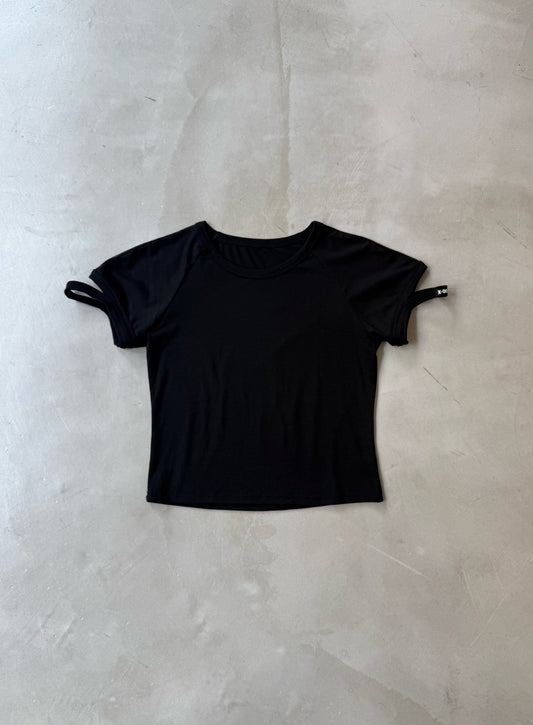 CUT SLEEVE TEE "BLACK"