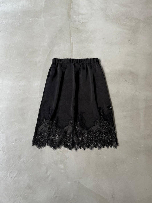 SATIN LACE SKIRT "BLACK"