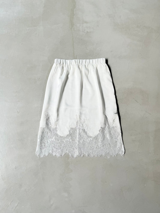 SATIN LACE SKIRT "WHITE"