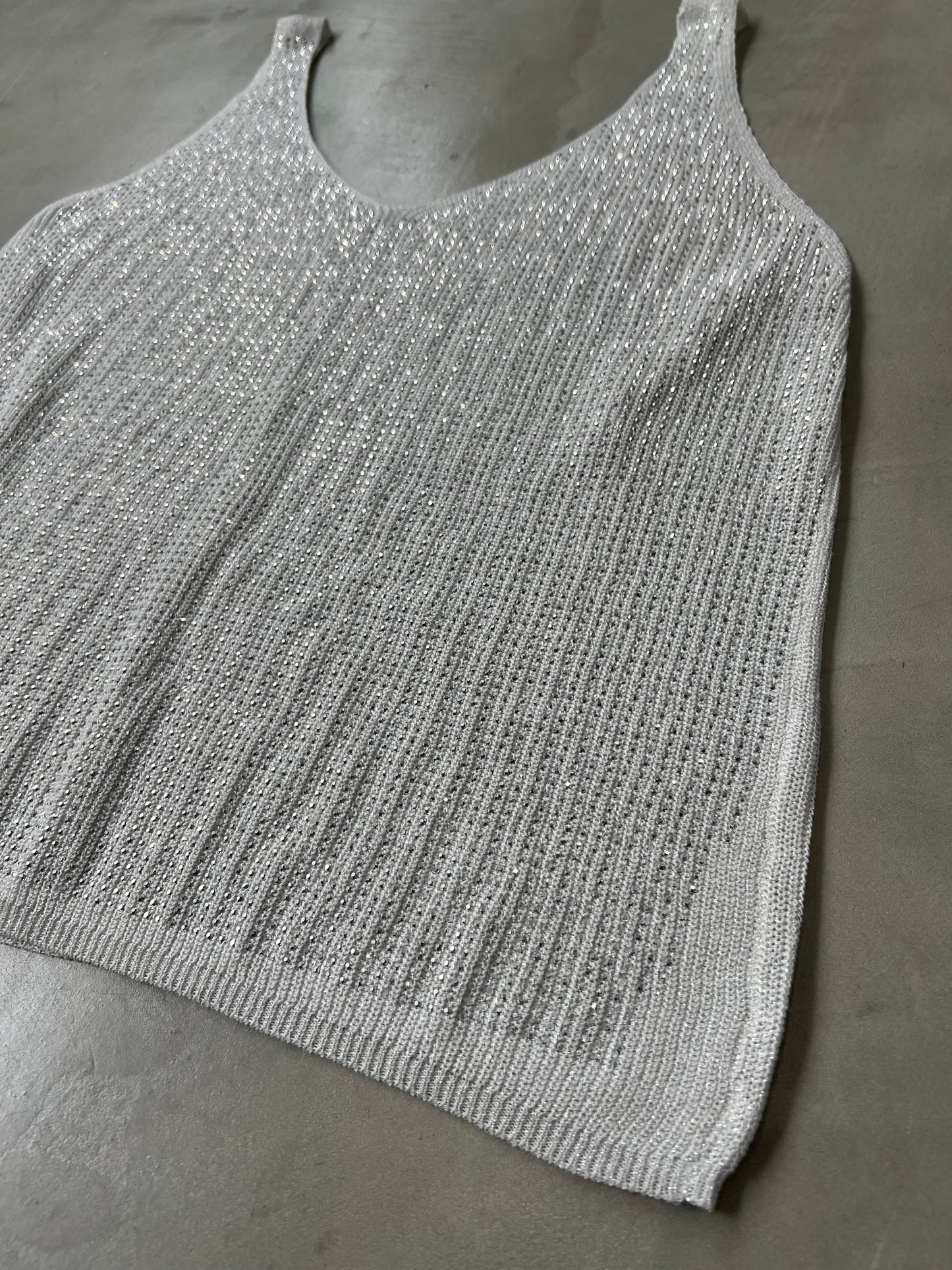 SHINY KNIT TANK "WHITE"