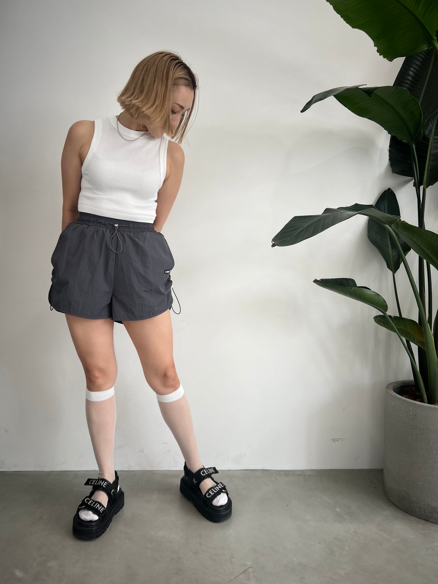 NYLON SHORT PANTS "GRAY"