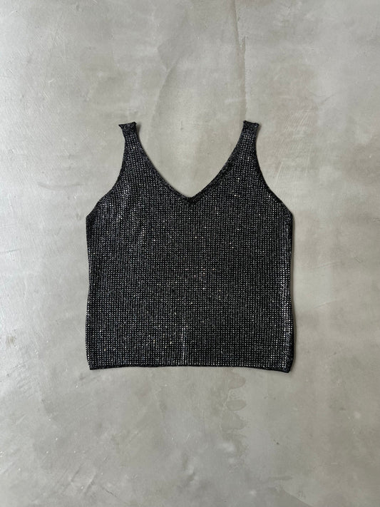 SHINY KNIT TANK "BLACK"