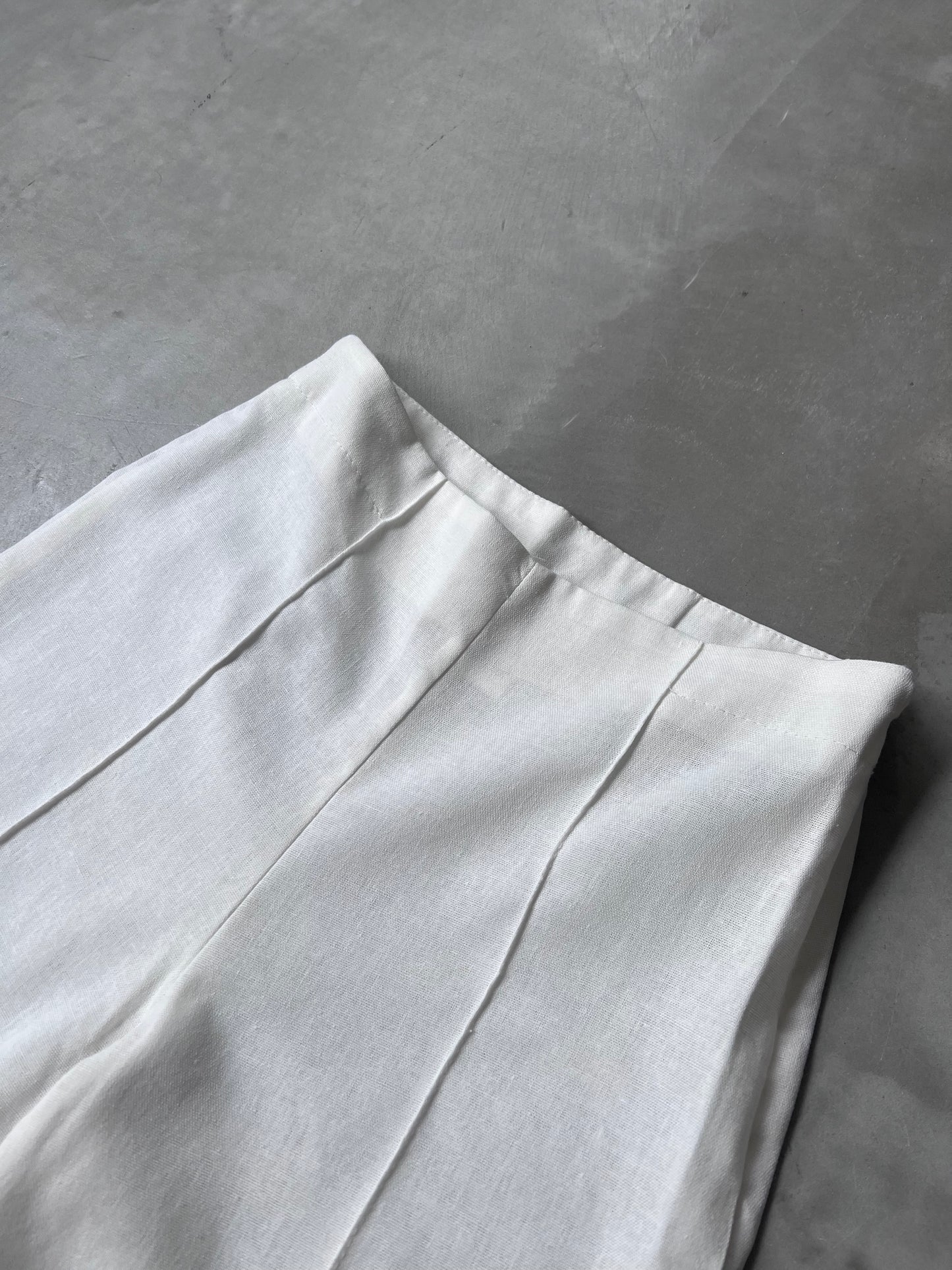 LINEN BLEND PANTS "WHITE"