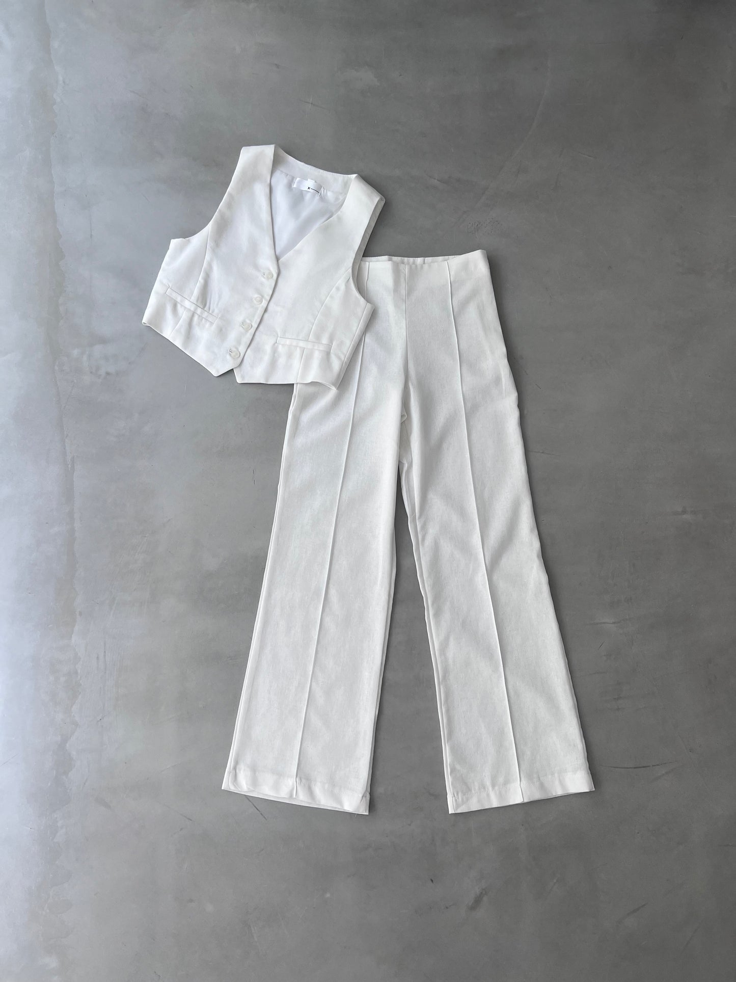 LINEN BLEND VEST "WHITE"