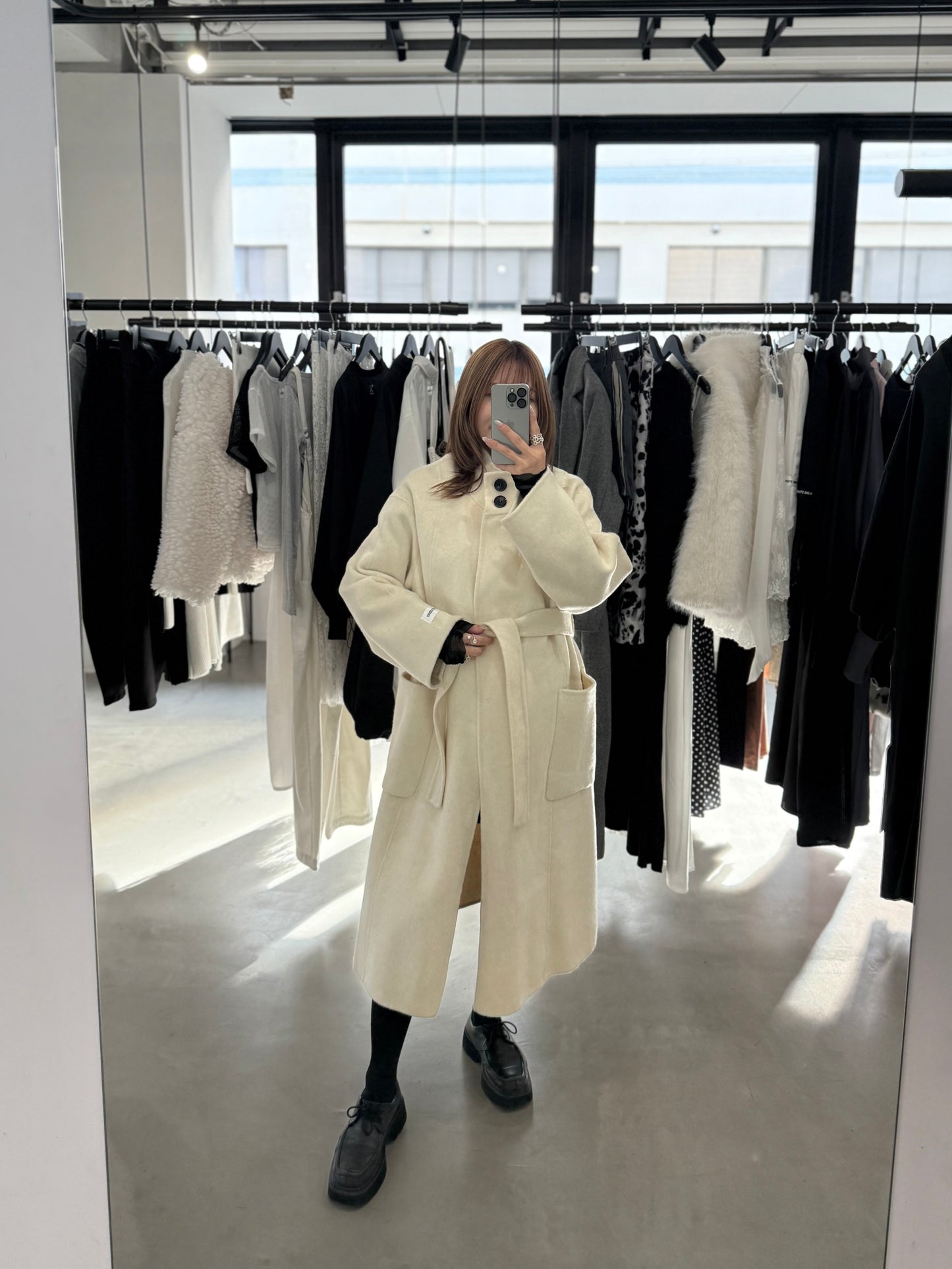 MELTON WOOL COAT "IVORY"