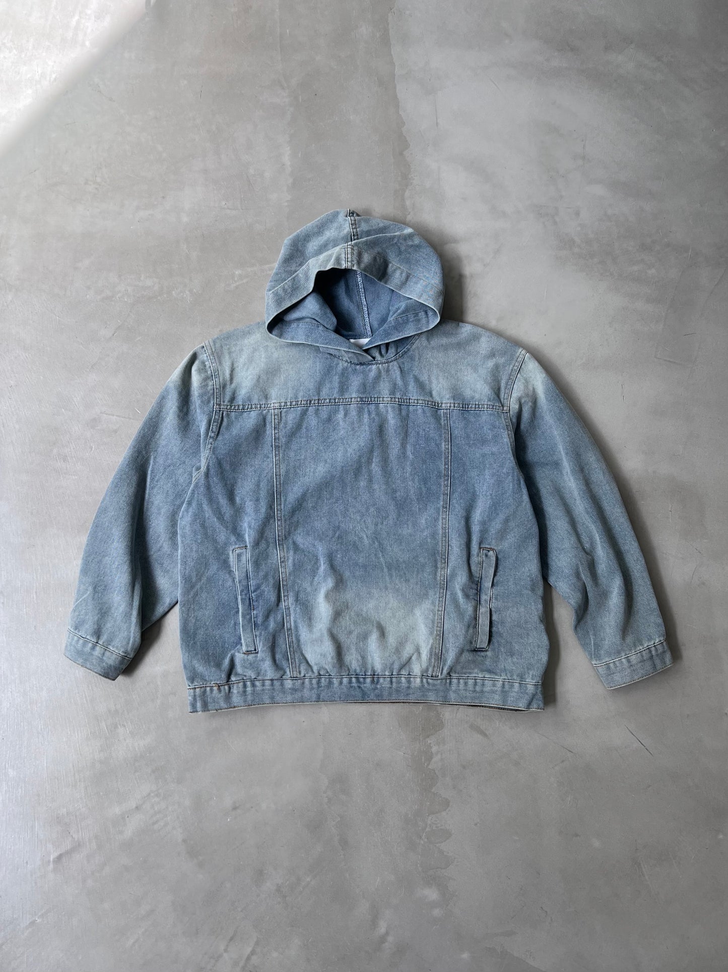 【MENS】DENIM HOODIE "WASH BLUE"