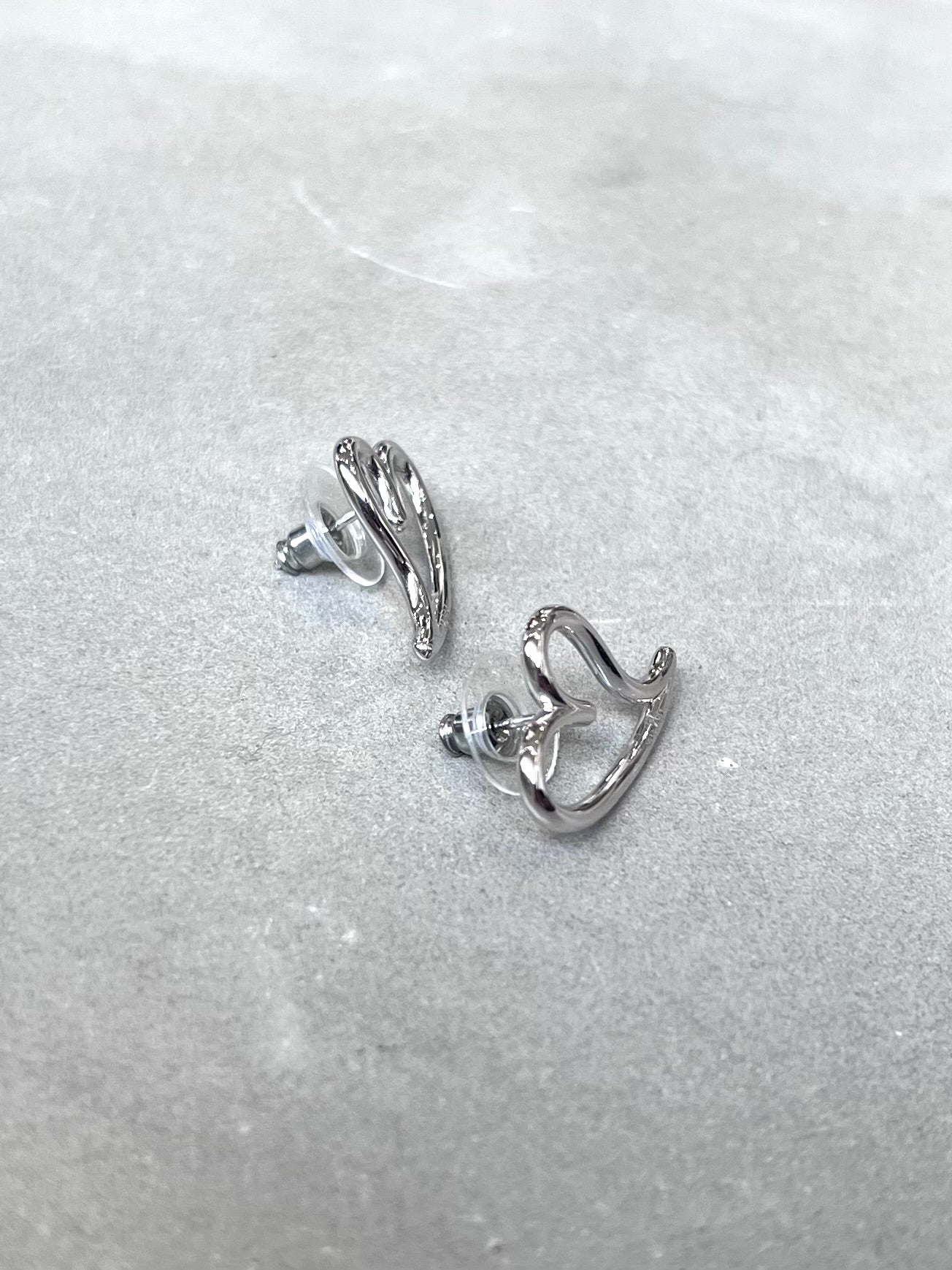 OPEN HEART EARRINGS "SILVER"