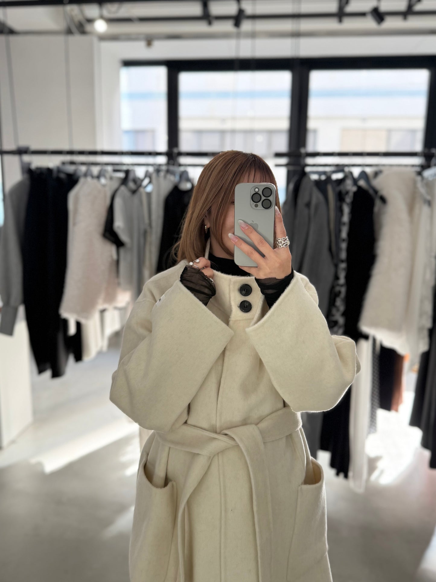 MELTON WOOL COAT "IVORY"