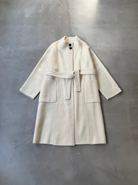 MELTON WOOL COAT "IVORY"