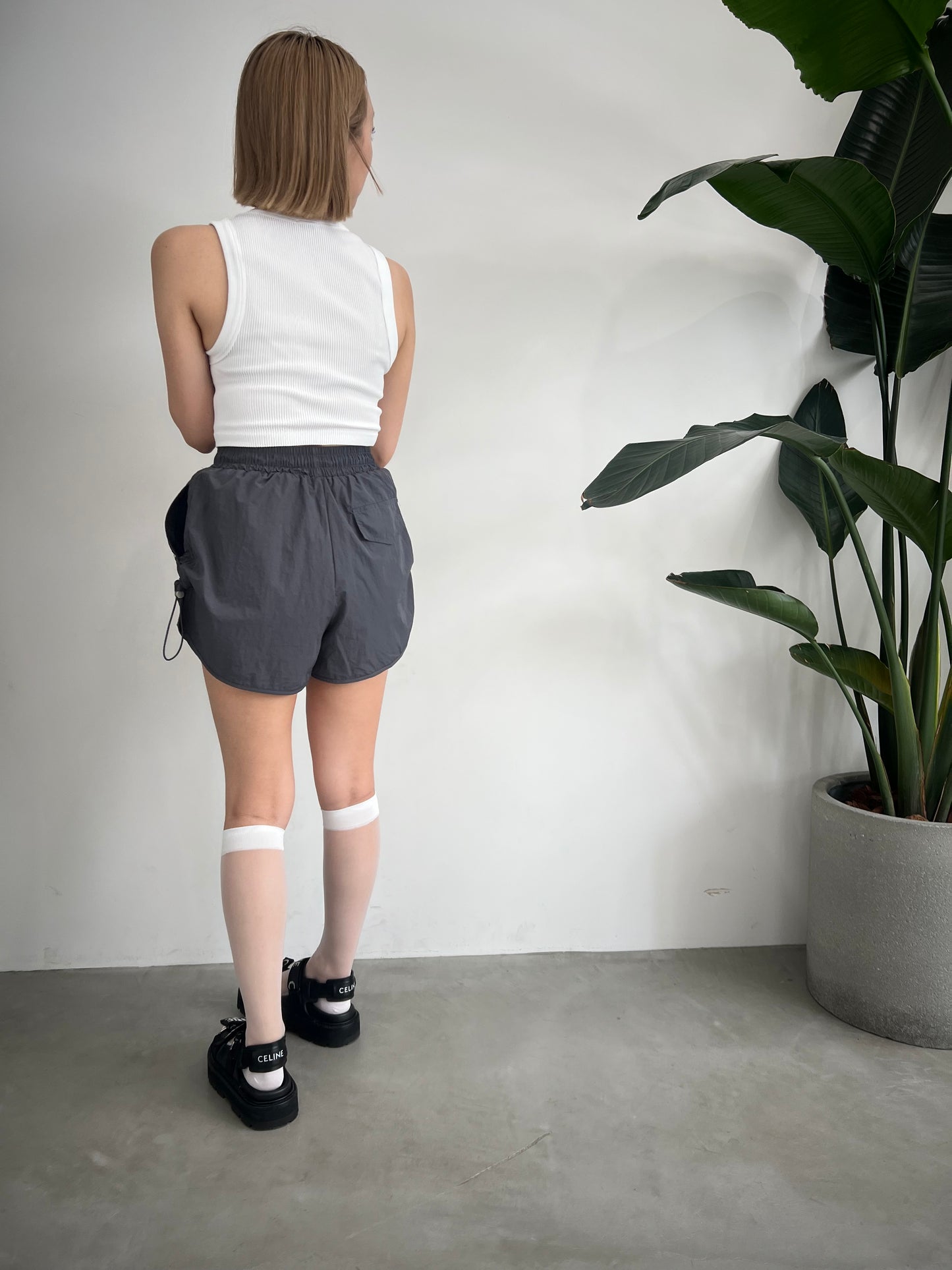 NYLON SHORT PANTS "GRAY"