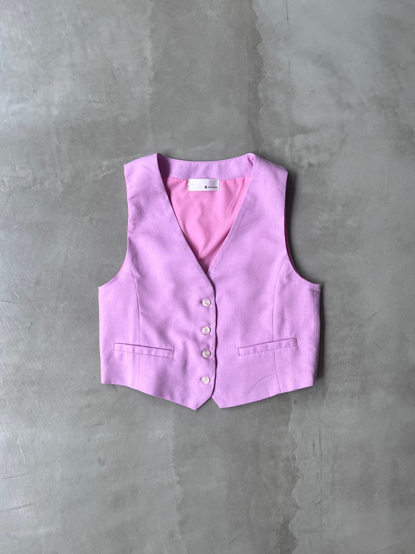 LINEN BLEND VEST "PINK"