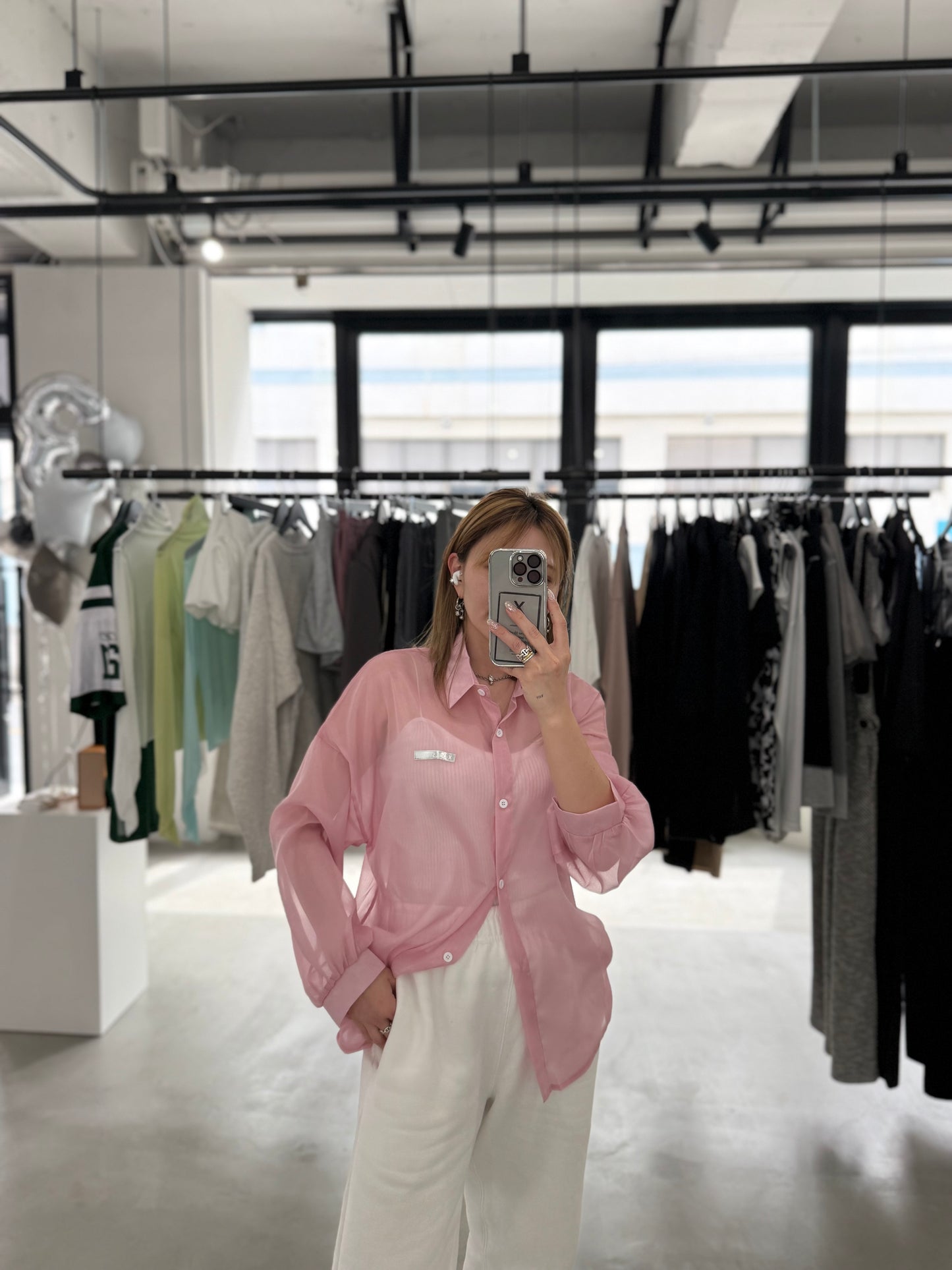 AIRY SHEER SHIRT "PINK"