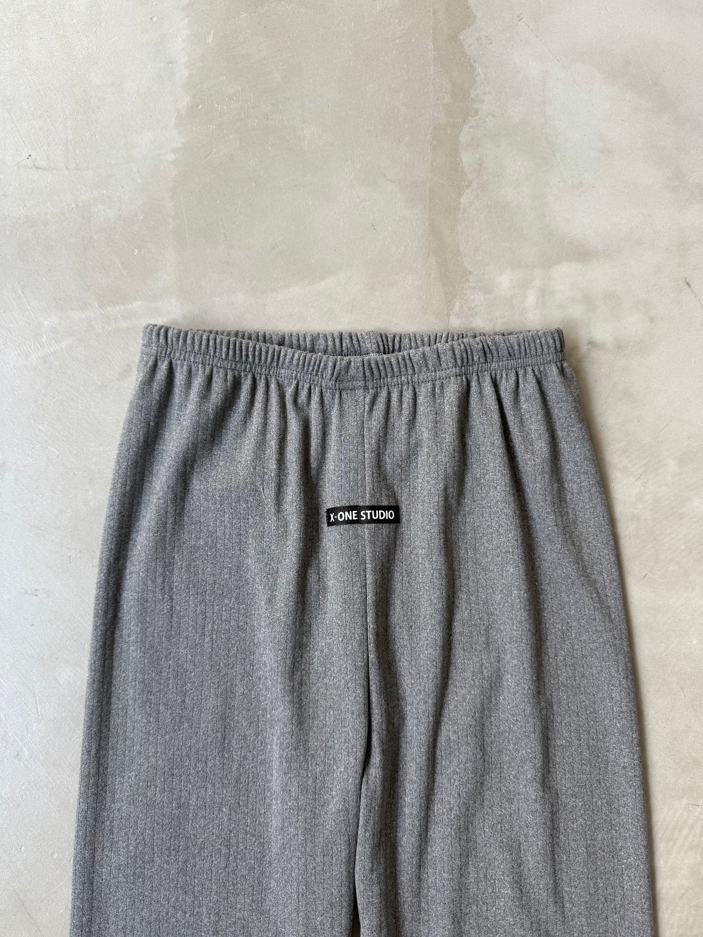 RIB LACE FRILL LEGGINGS "GRAY"