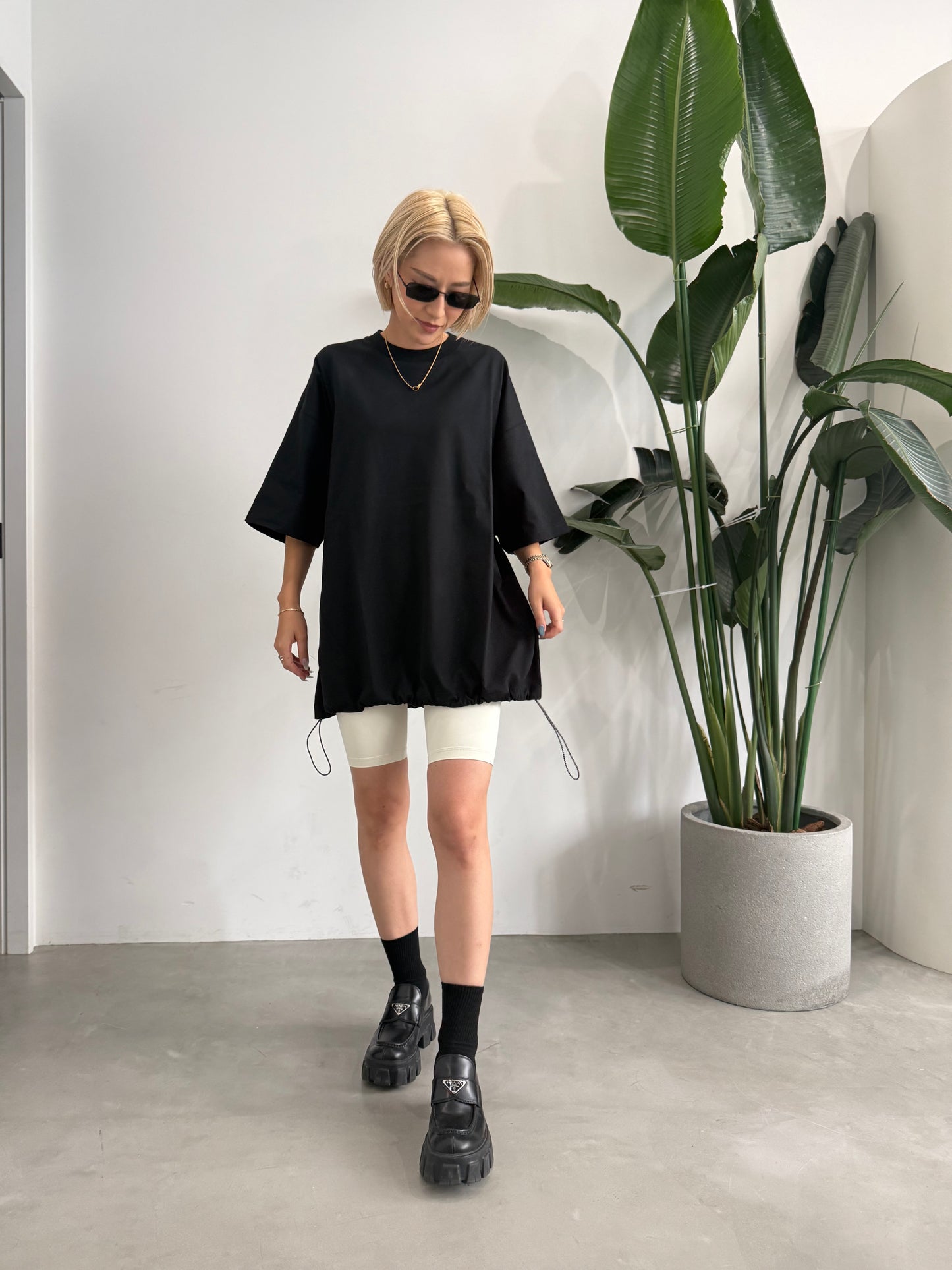 【MENS】X-ONE DRAWSTRING TEE "BLACK"