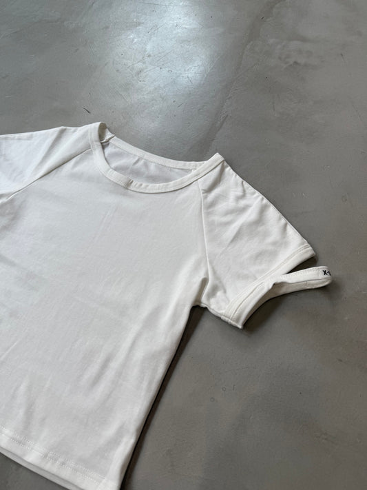 CUT SLEEVE TEE "WHITE"