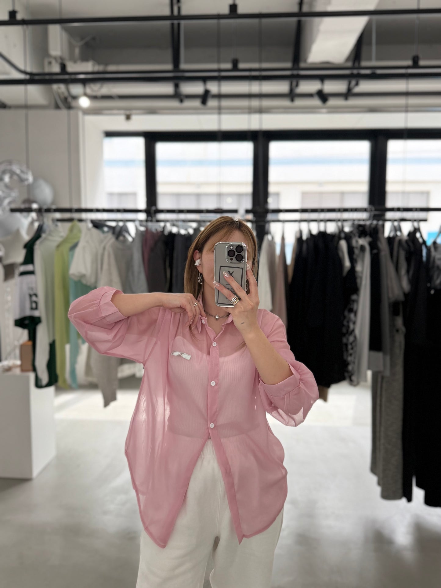 AIRY SHEER SHIRT "PINK"