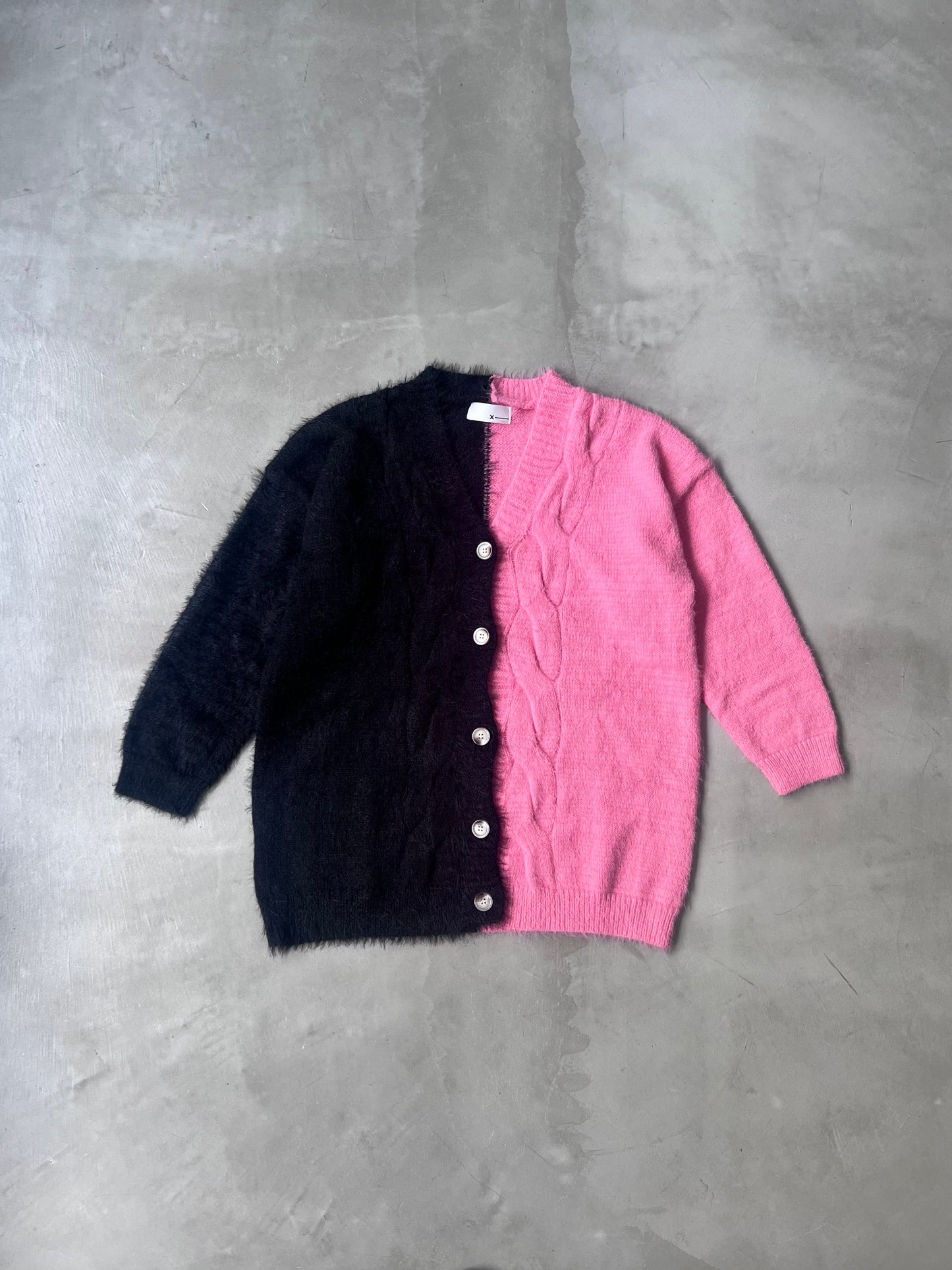 2 TONE CARDIGAN "PINK"