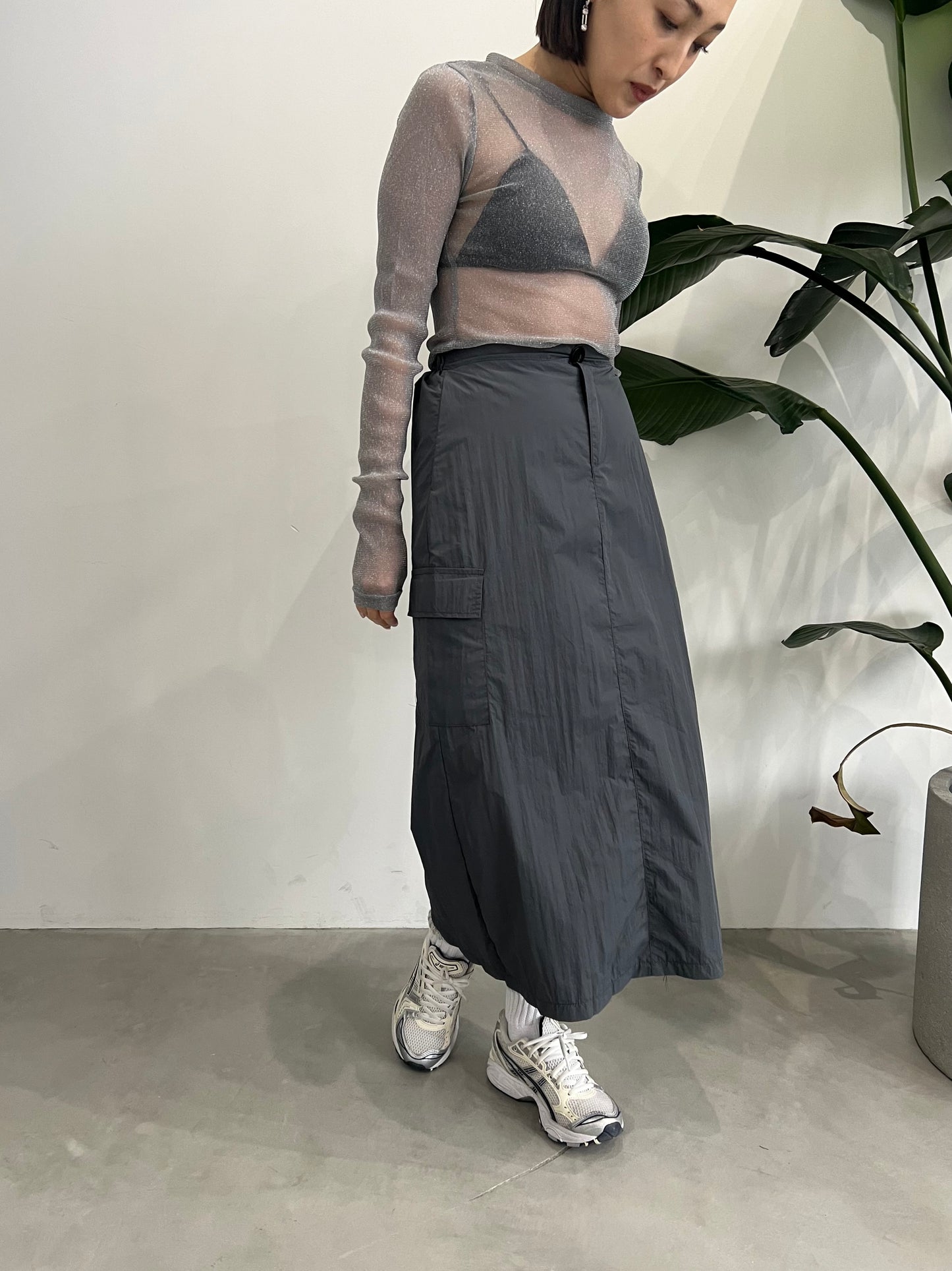 NYLON CARGO SKIRT “GRAY”