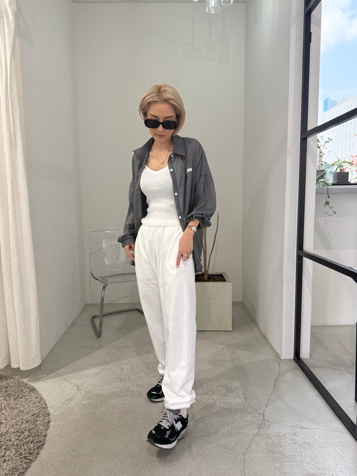 AIRY SHEER SHIRT "GRAY"