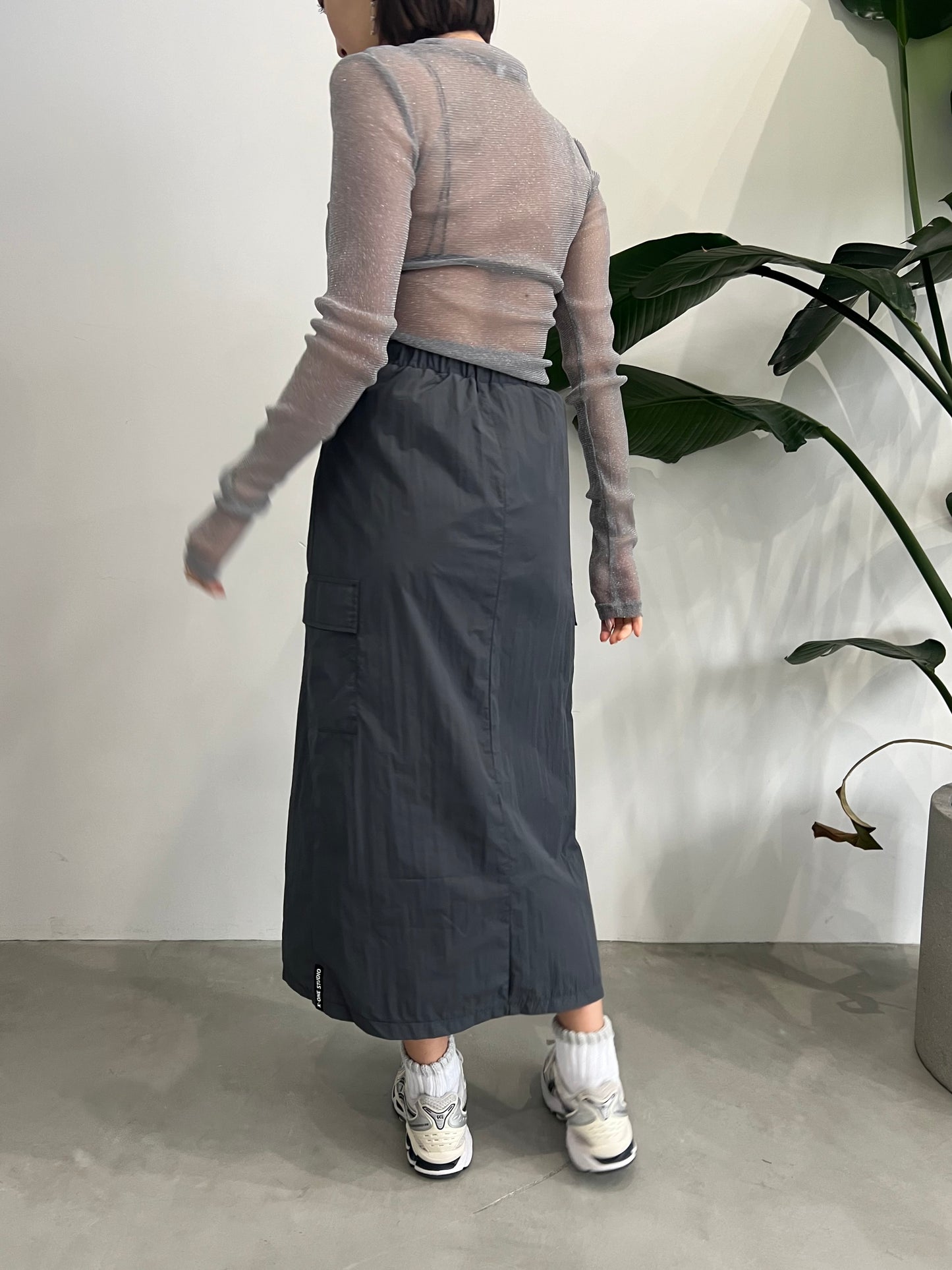 NYLON CARGO SKIRT “GRAY”