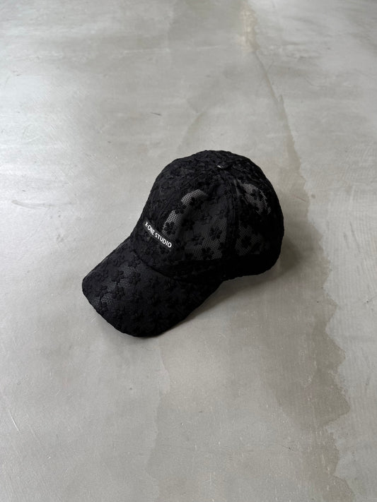 FLOWER LACE CAP "BLACK"