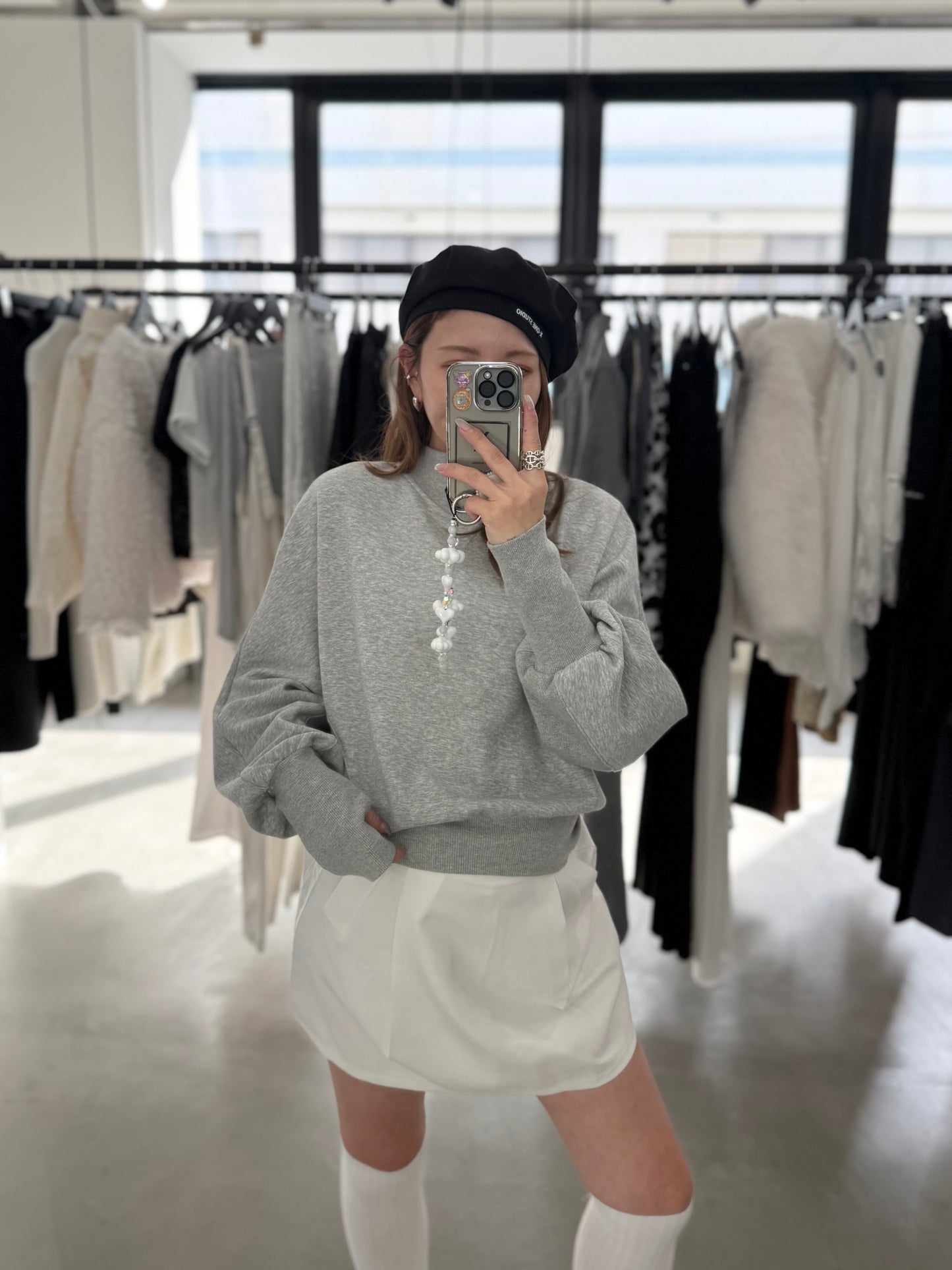 BALLOON SLEEVE SWEAT "GRAY"