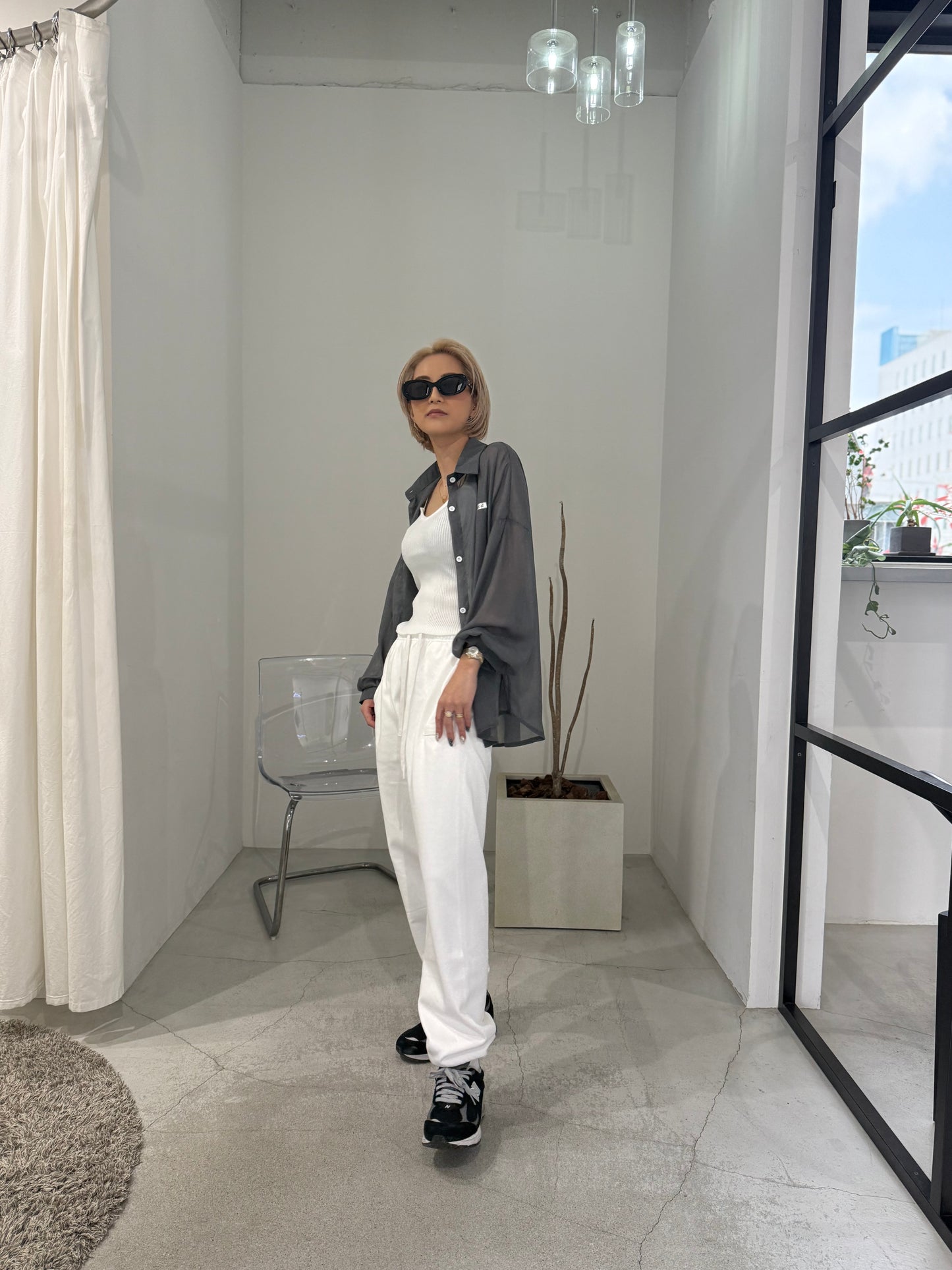 AIRY SHEER SHIRT "GRAY"
