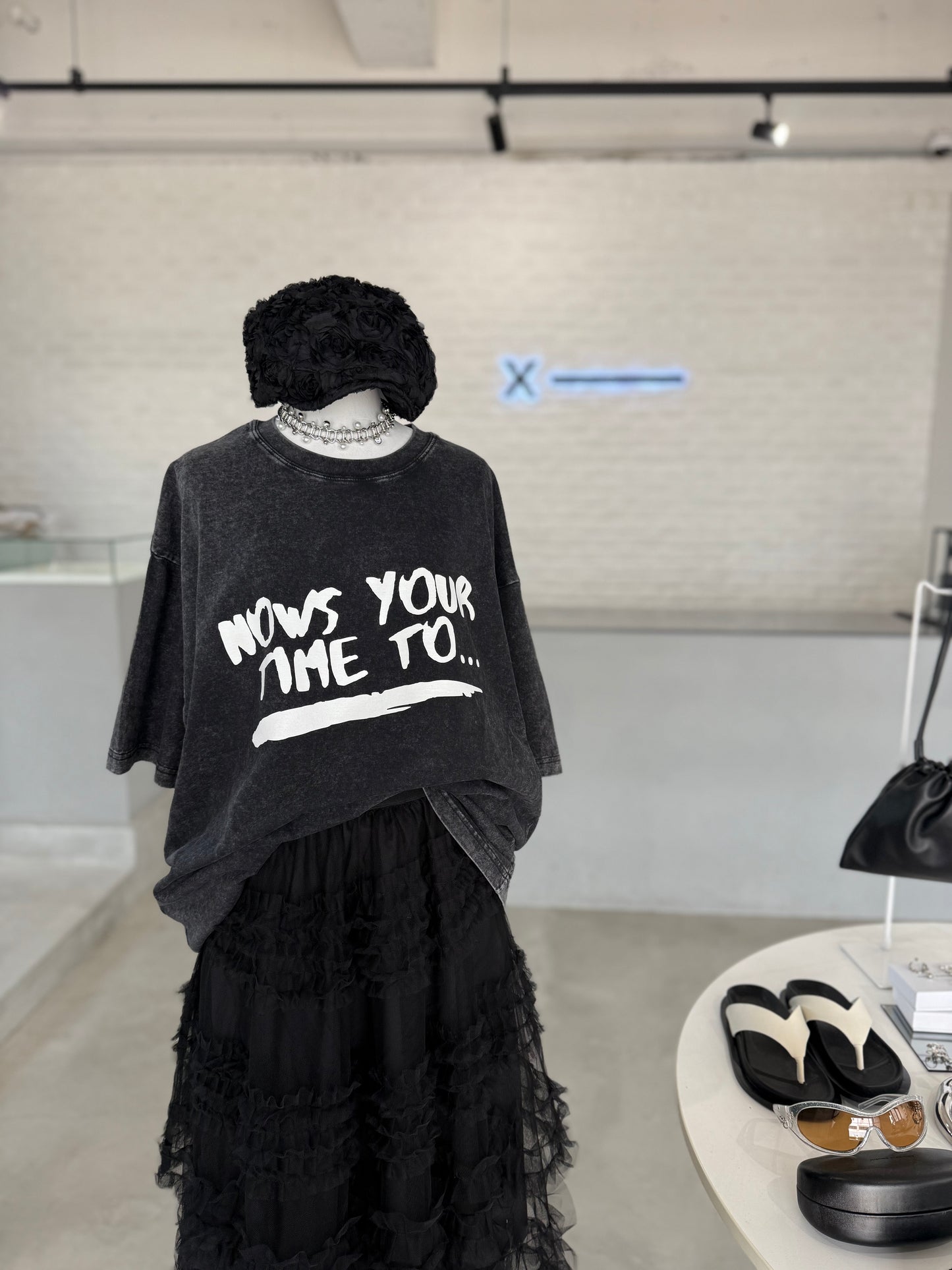WASHED PRINT TEE "BLACK"