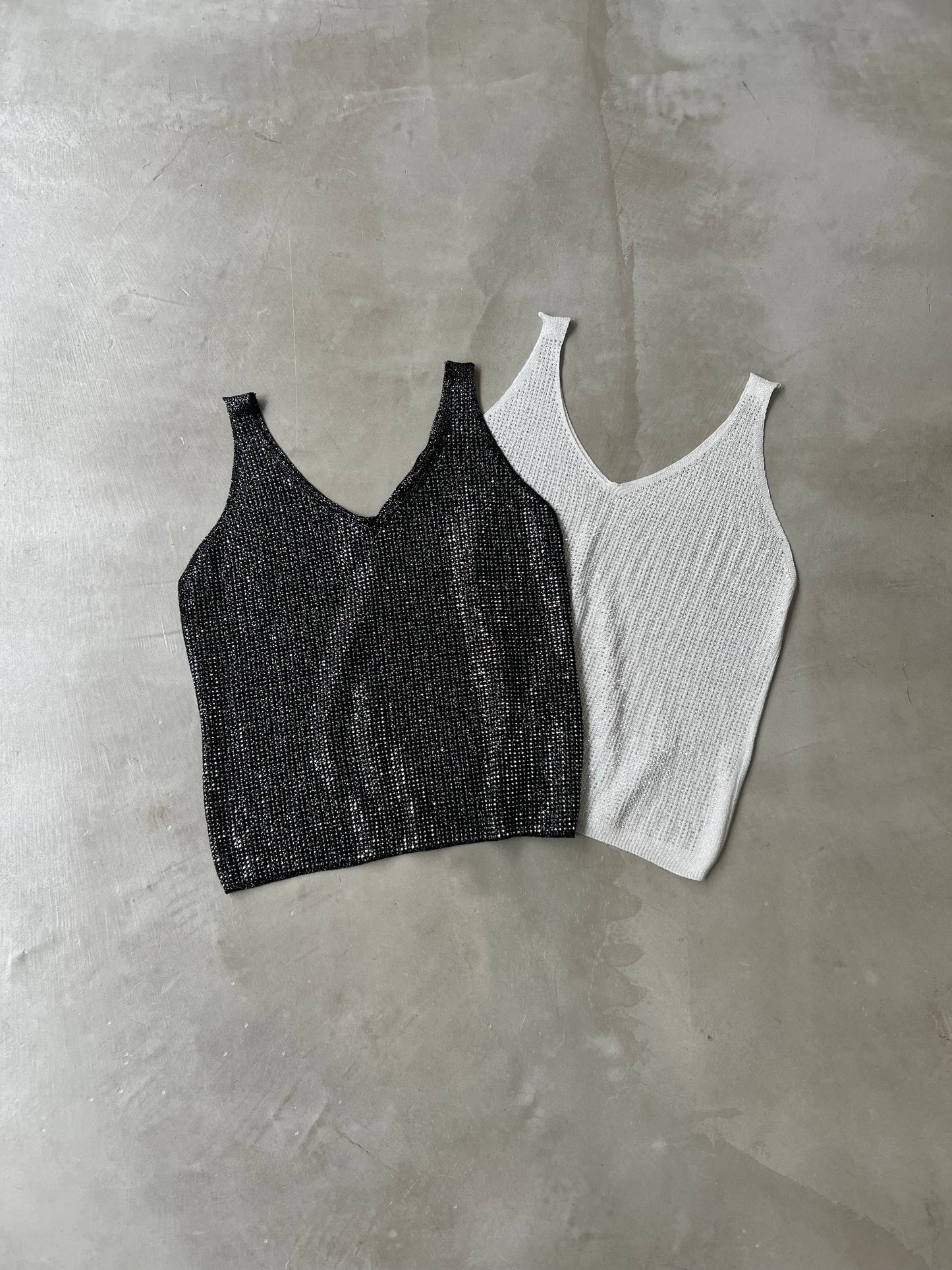 SHINY KNIT TANK "WHITE"