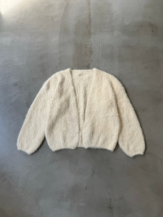 MINI SHAGGY CARDIGAN "IVORY"