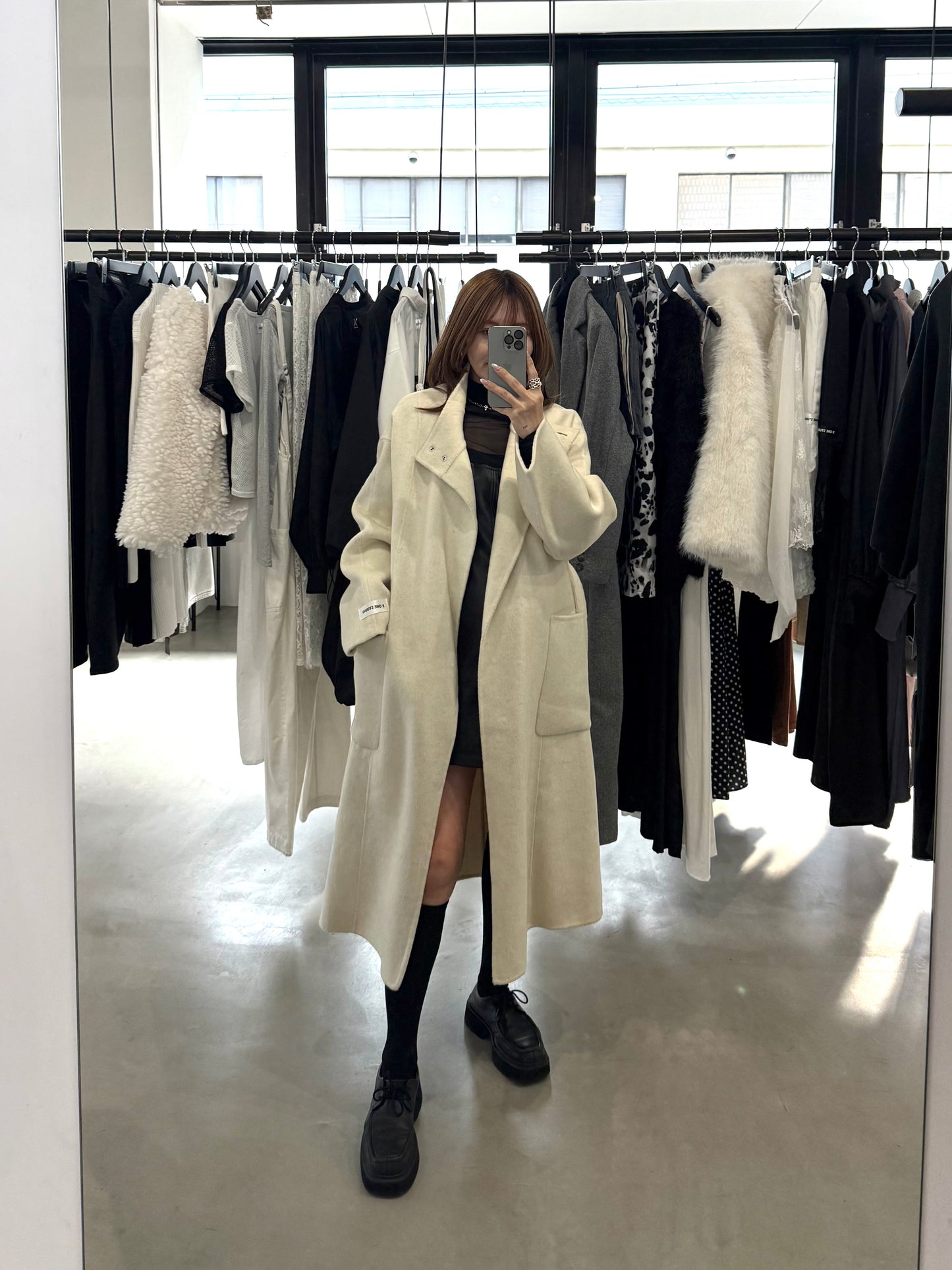 MELTON WOOL COAT "IVORY"