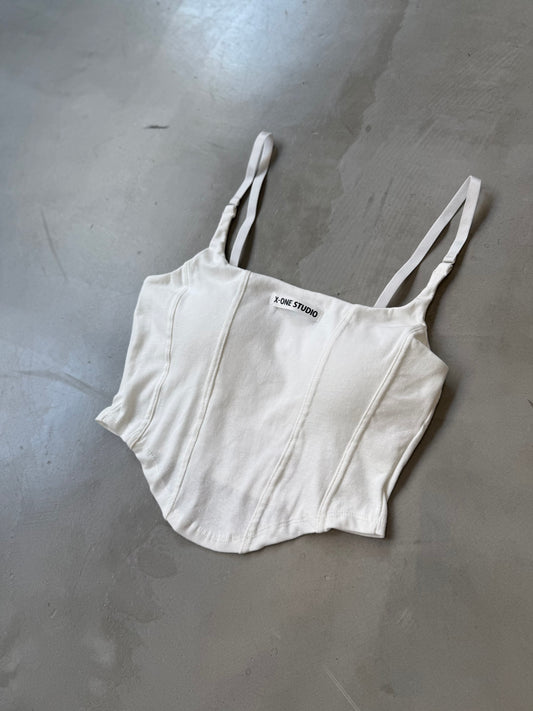 BLOCK STRAP CAMI "WHITE"
