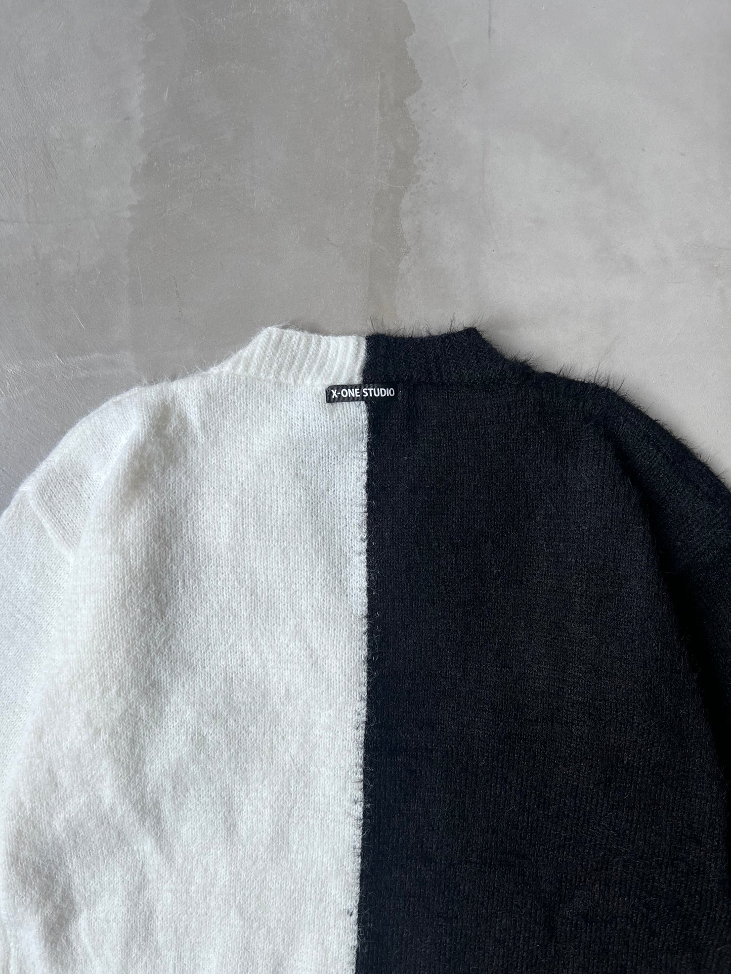 2 TONE CARDIGAN "WHITE