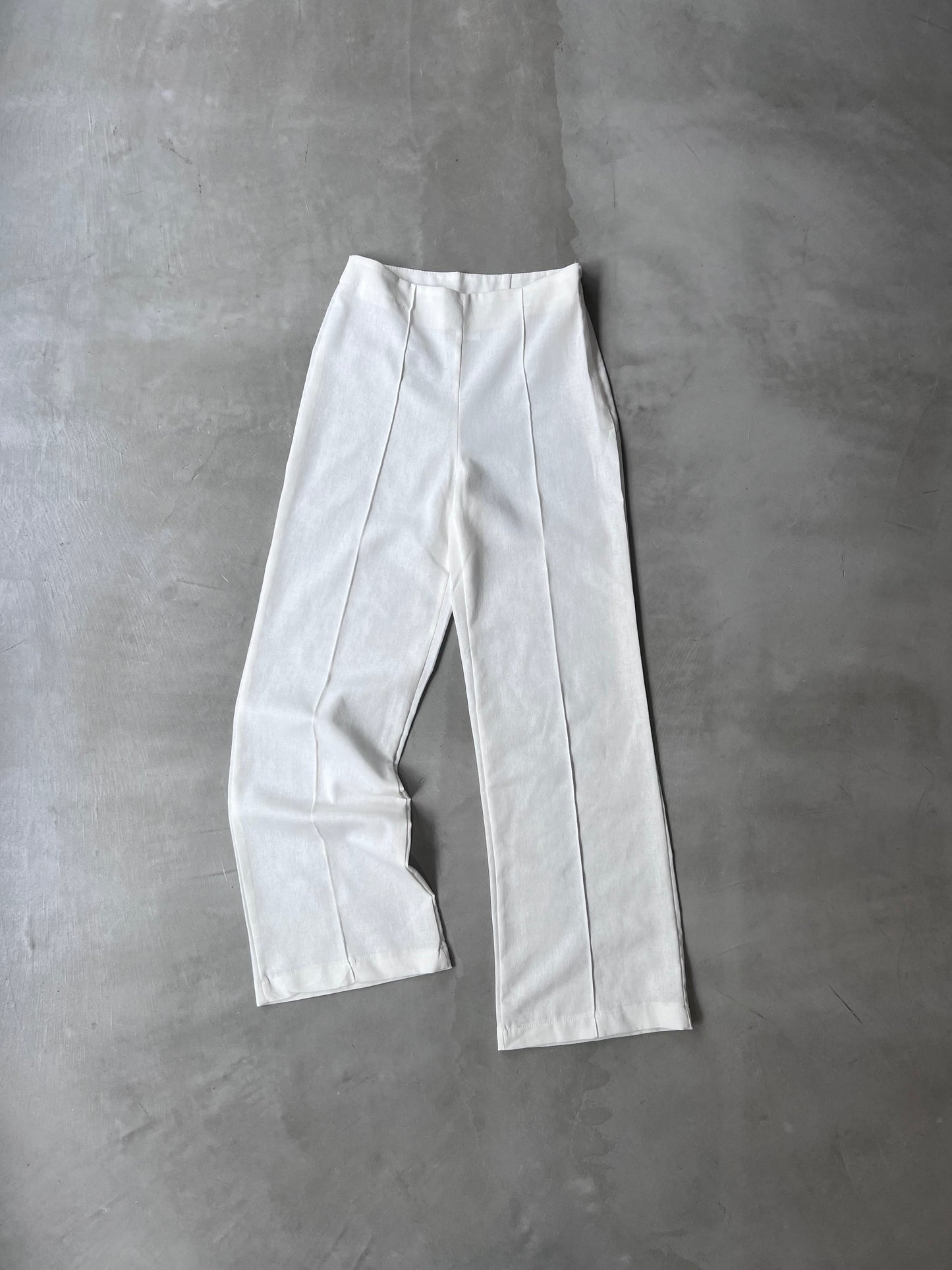 LINEN BLEND PANTS "WHITE"