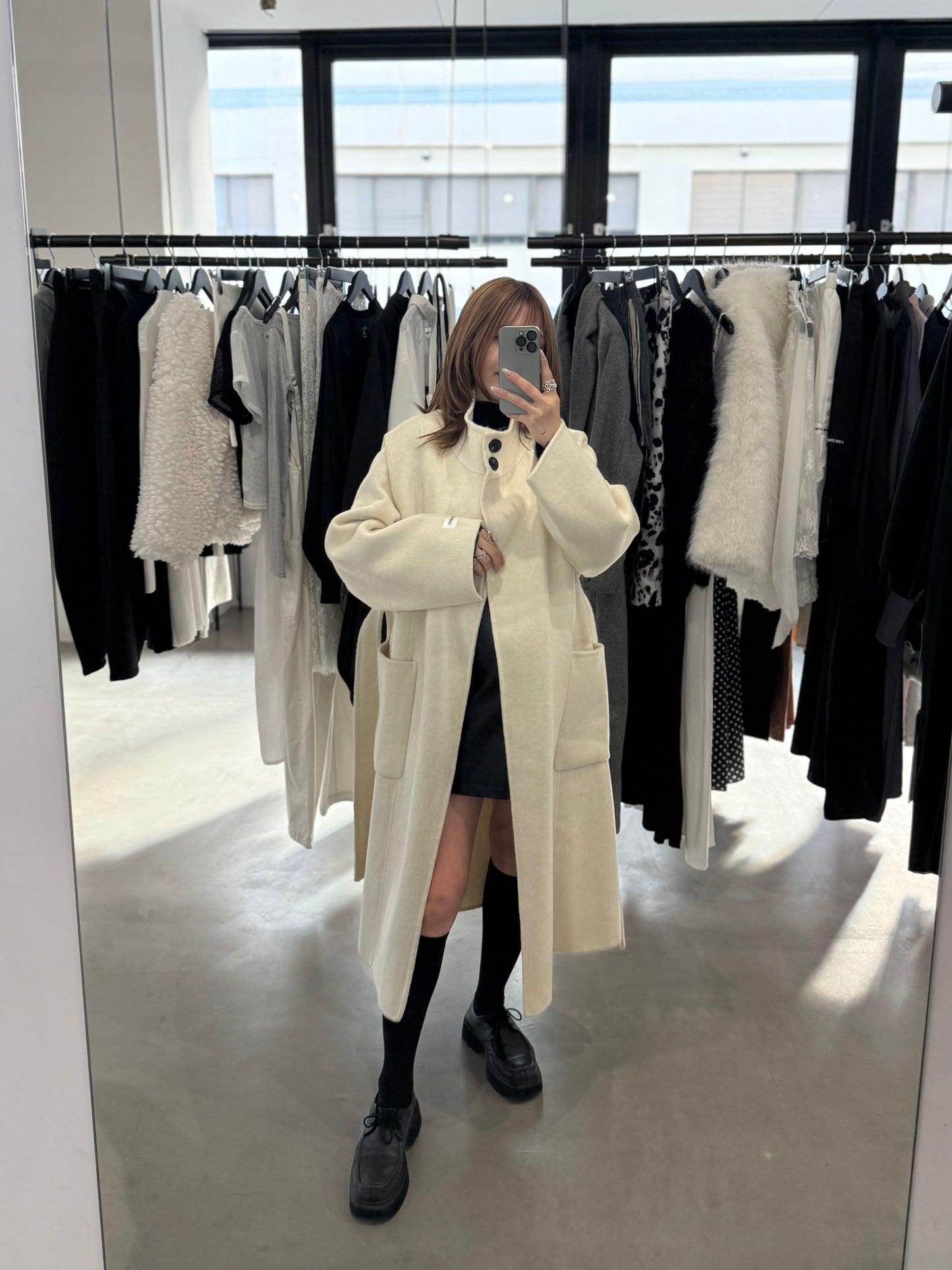 MELTON WOOL COAT "IVORY"