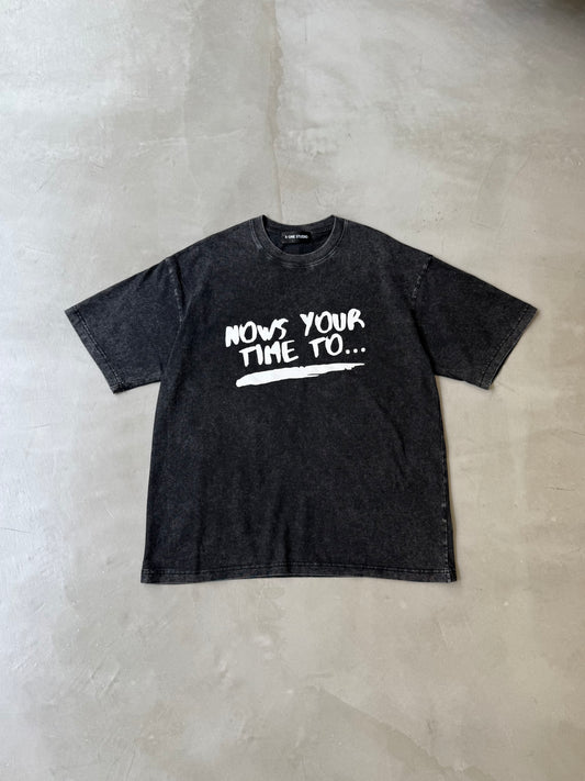 WASHED PRINT TEE "BLACK"
