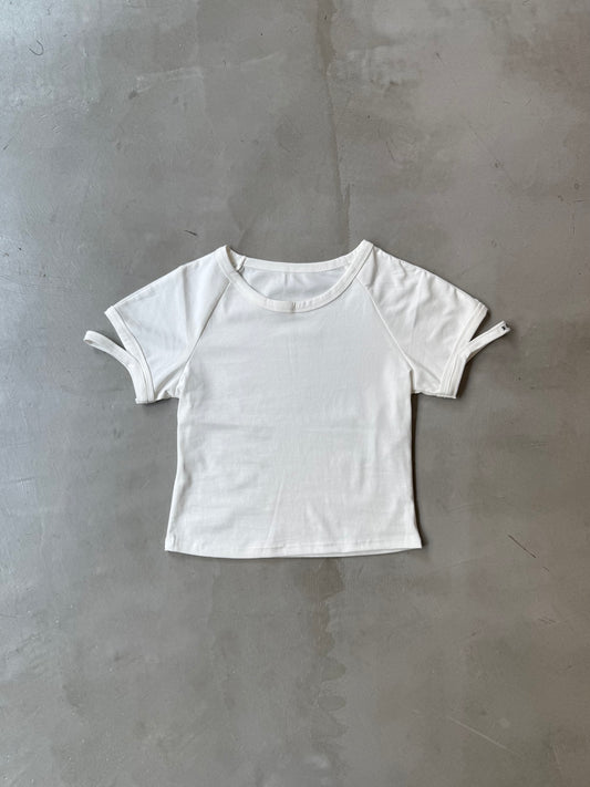 CUT SLEEVE TEE "WHITE"