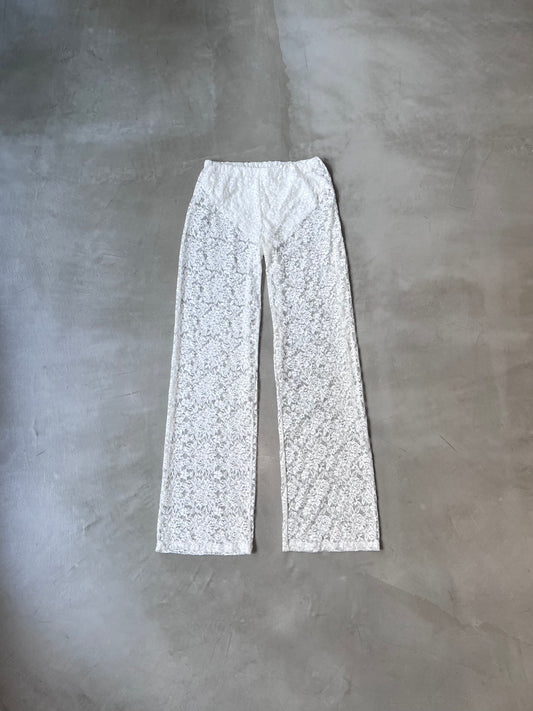 SHEER LACE PANTS "WHITE"